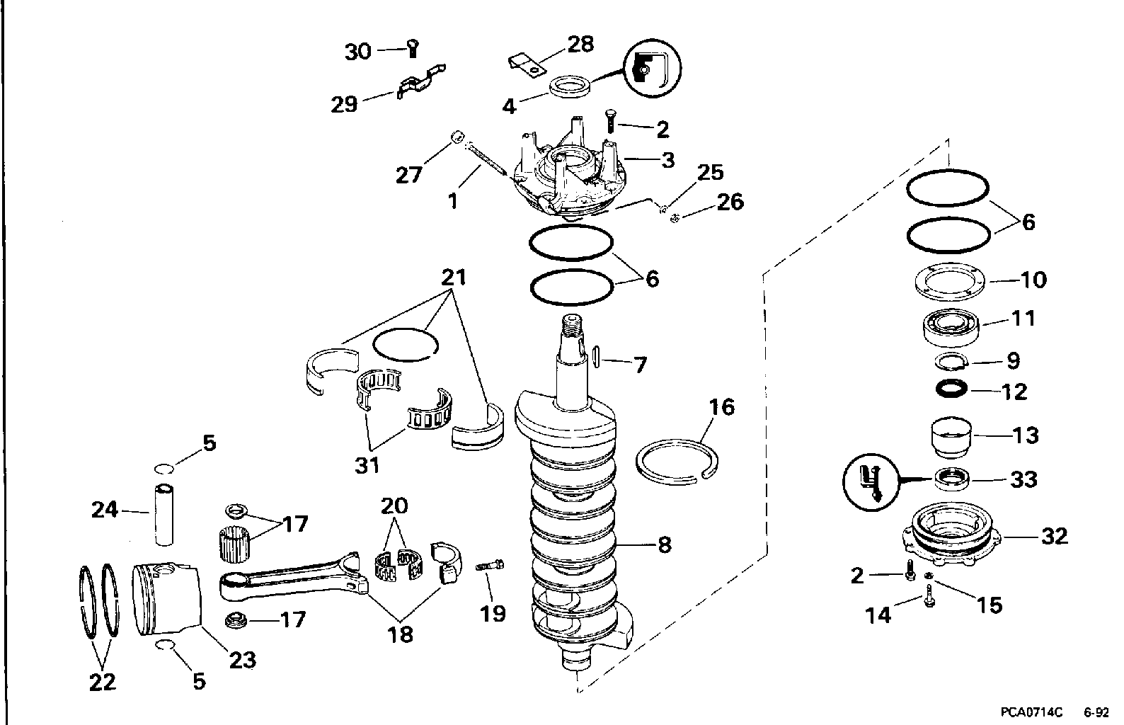 Vilebrequin et pistons