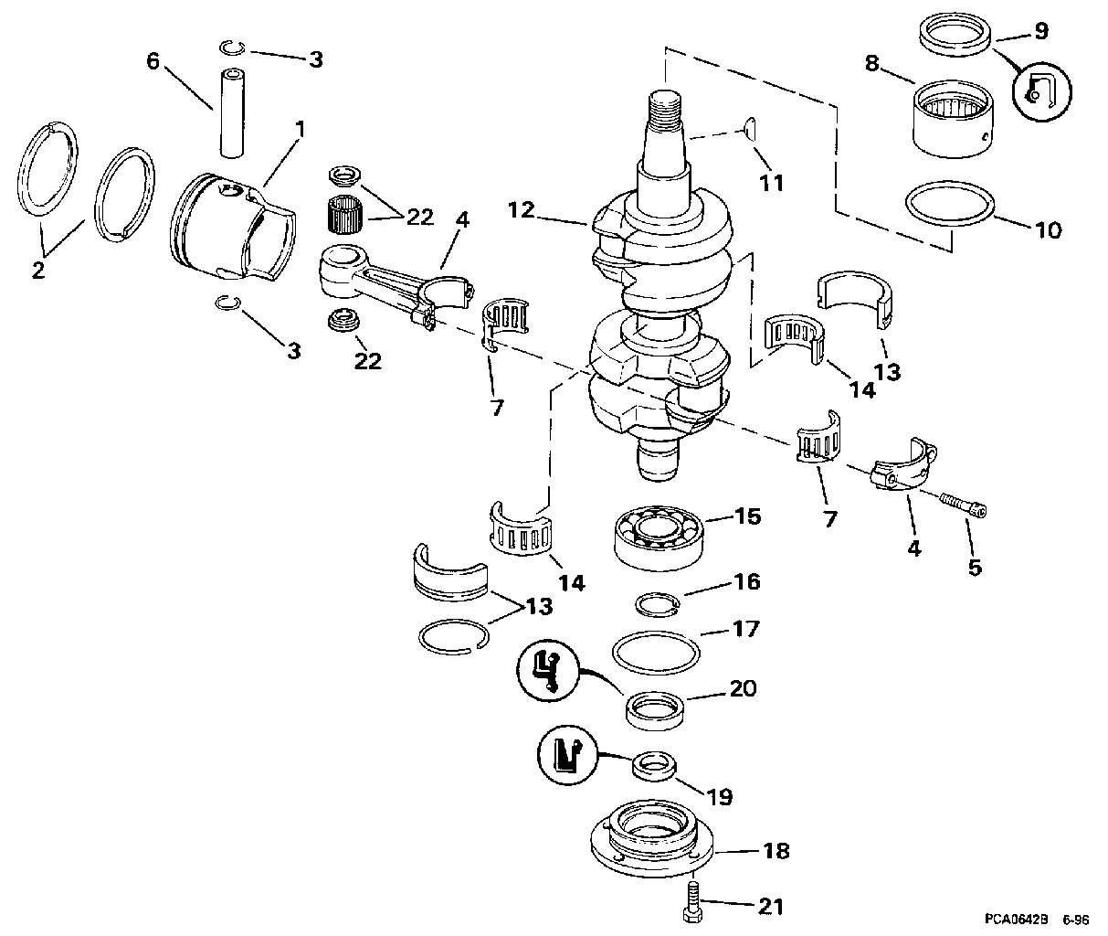 Vilebrequin et pistons