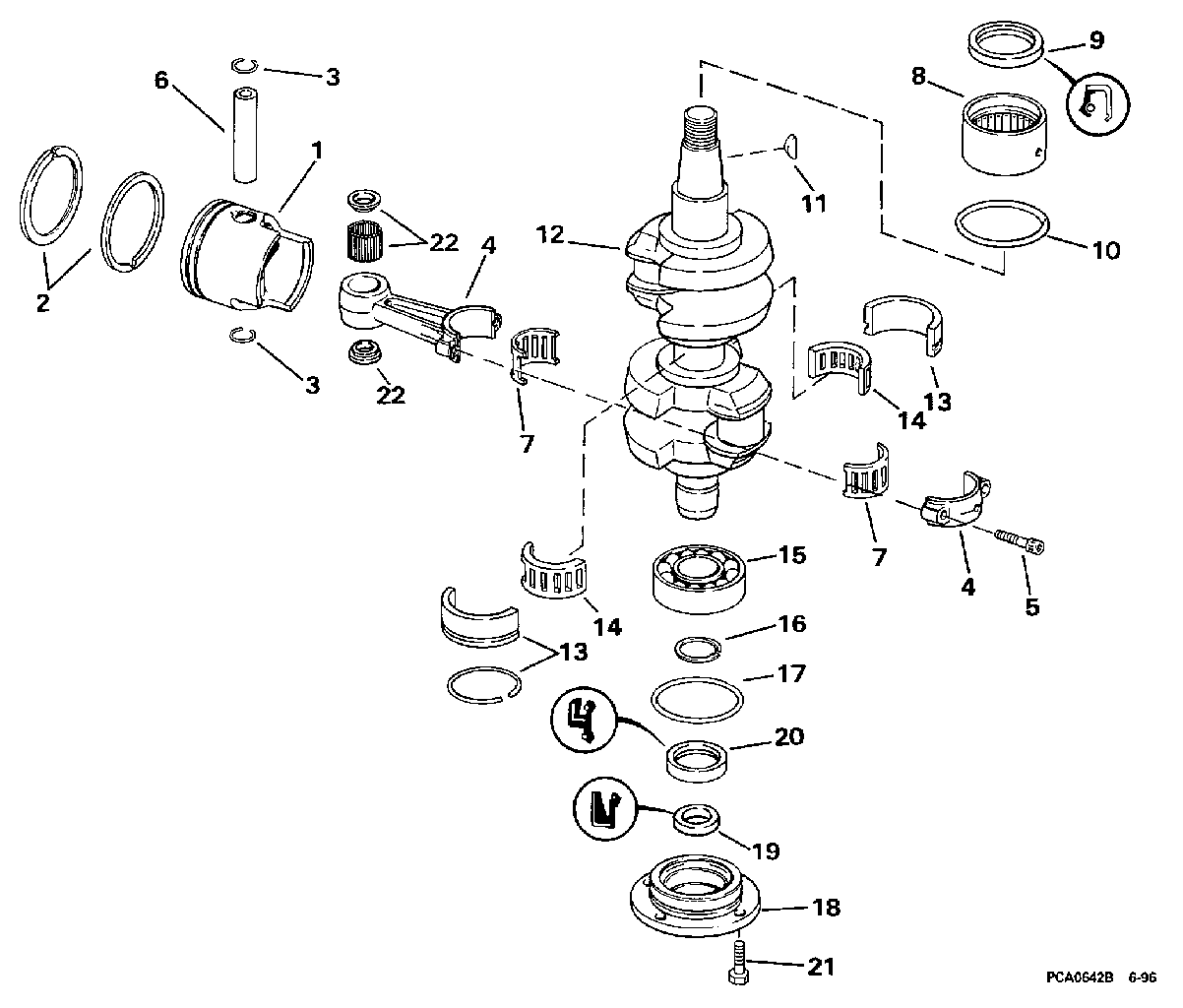 Vilebrequin et pistons