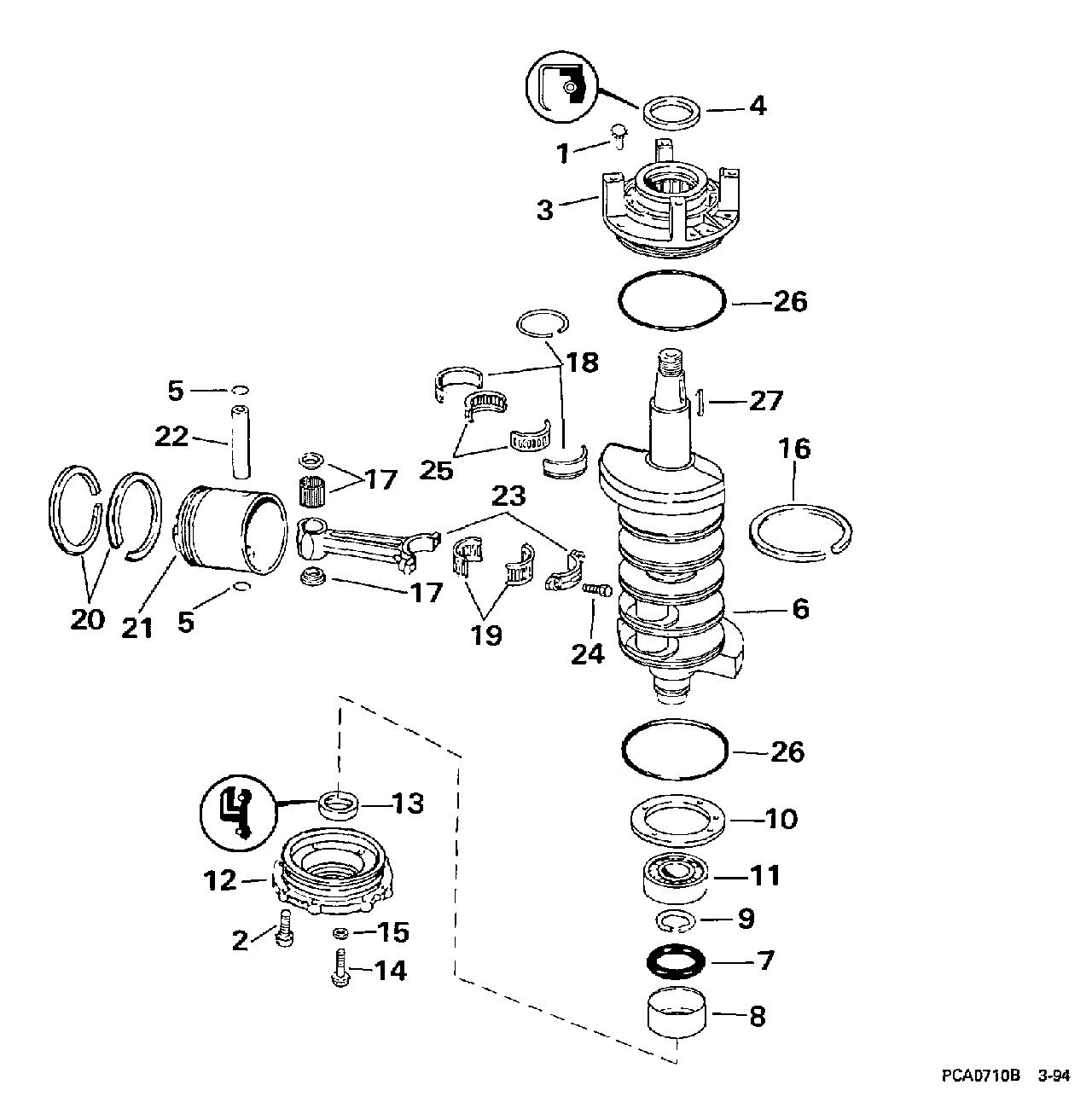 Vilebrequin et pistons