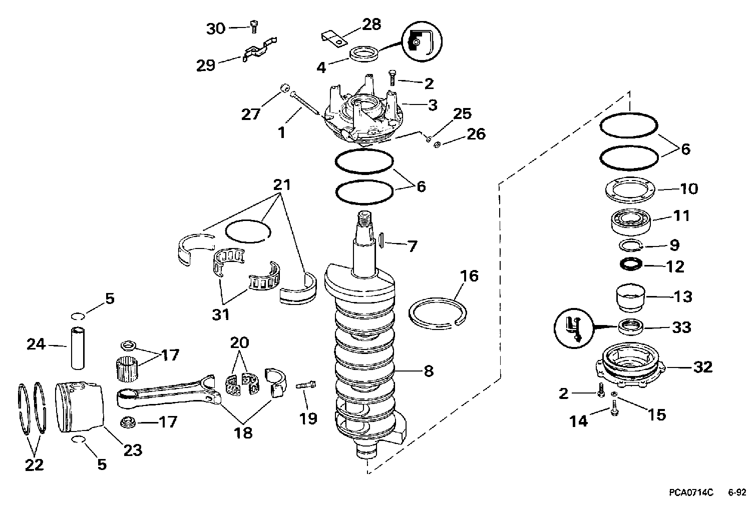 Vilebrequin et pistons