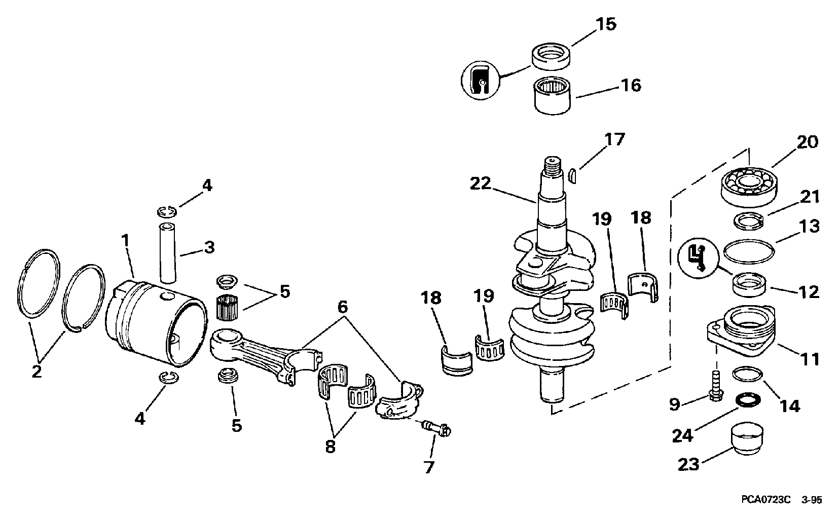 Vilebrequin et pistons