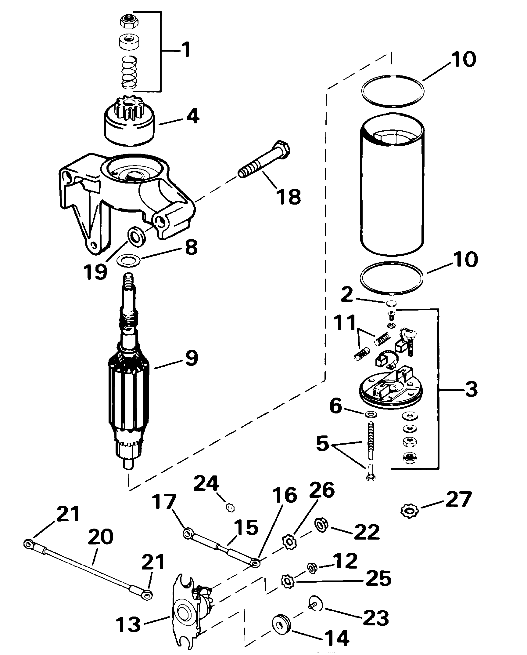 Starter motor and solenoid