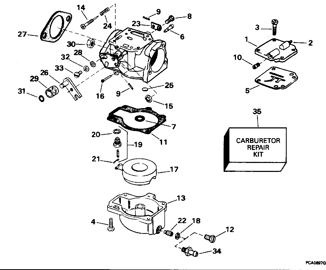 Carburettor – all 55 models, 40RW