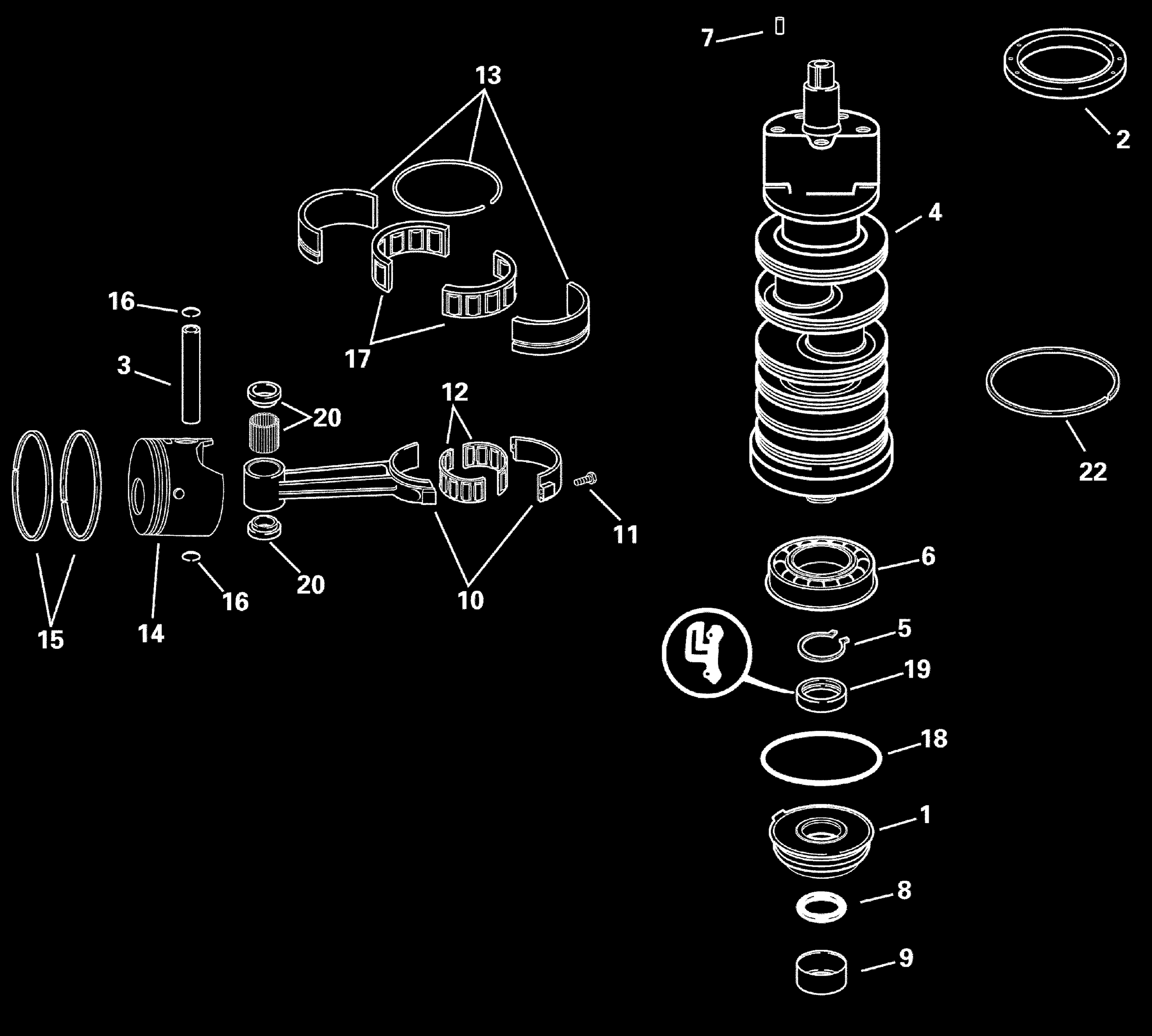 Vilebrequin et pistons