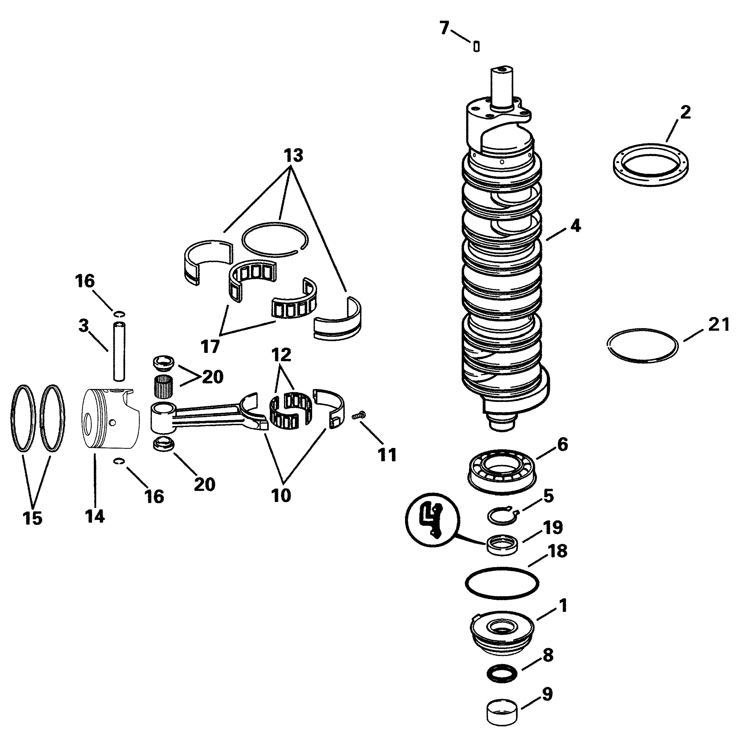Vilebrequin et pistons