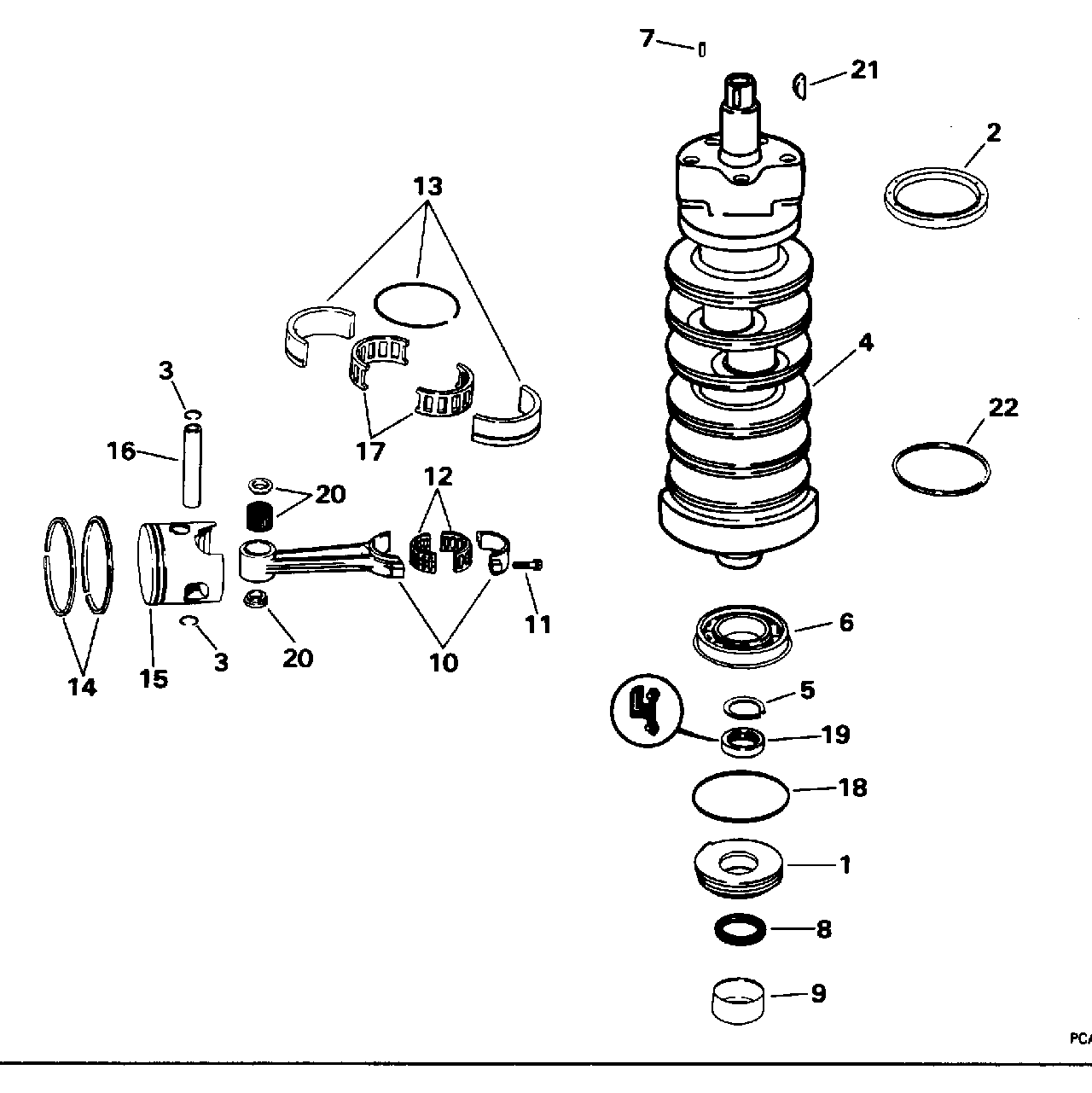 Vilebrequin et pistons