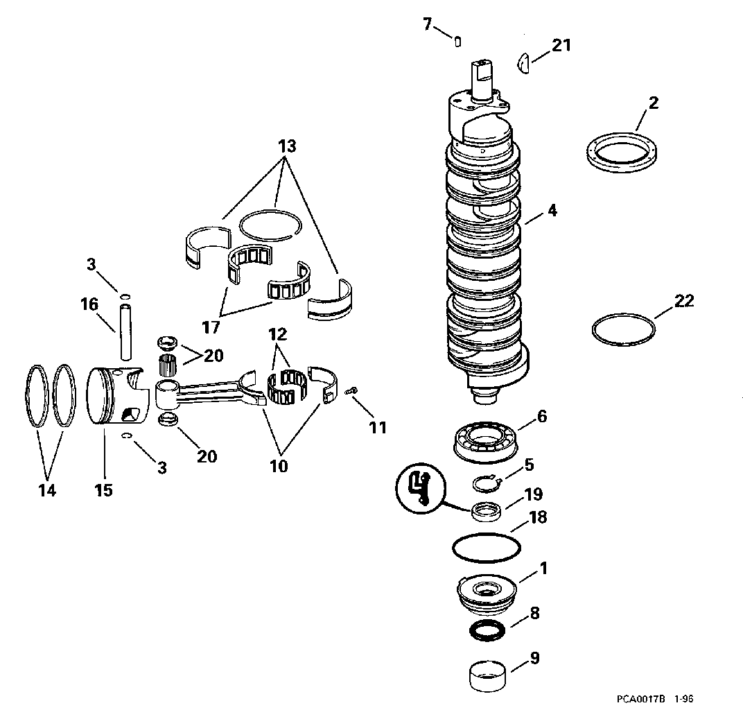 Vilebrequin et pistons