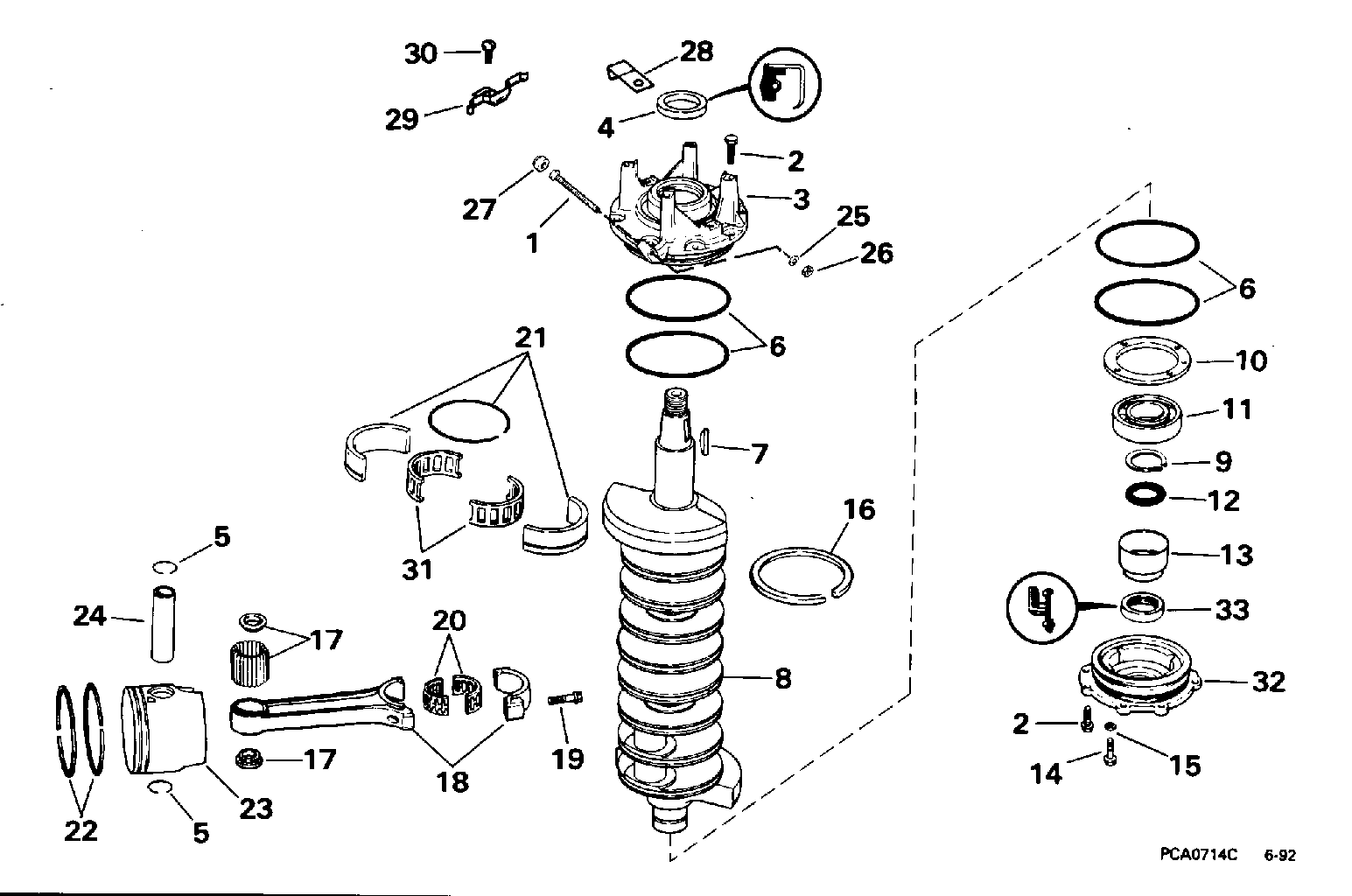 Vilebrequin et pistons
