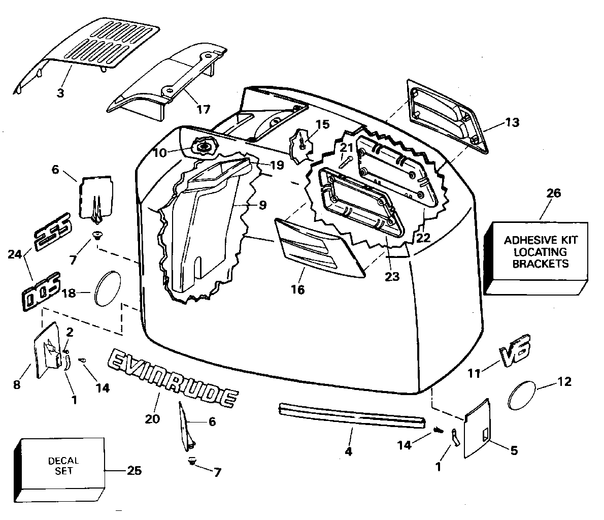 Capot moteur Evinrude – 200STL, 225STL