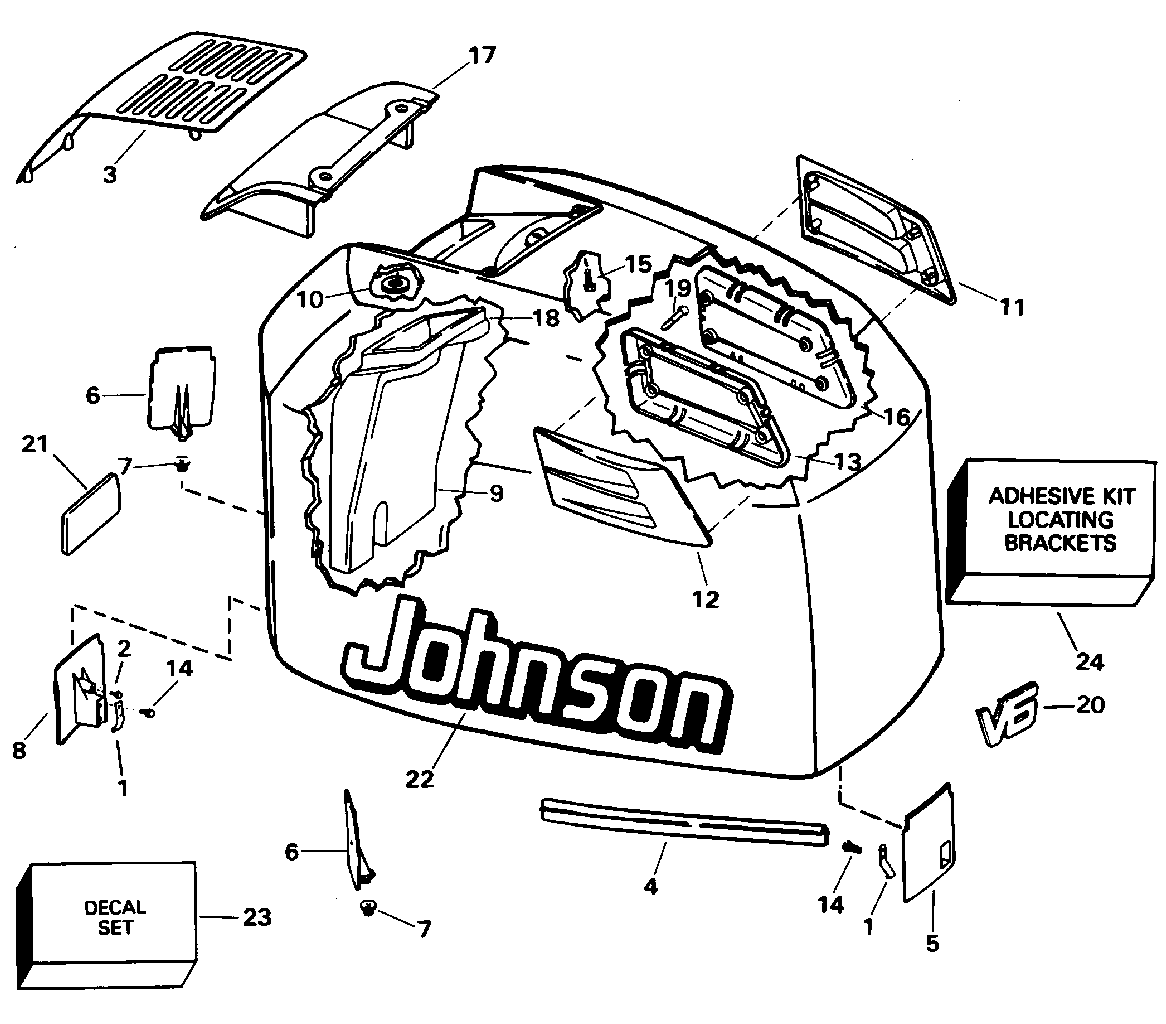Capot moteur – Johnson – 200STL, 225STL