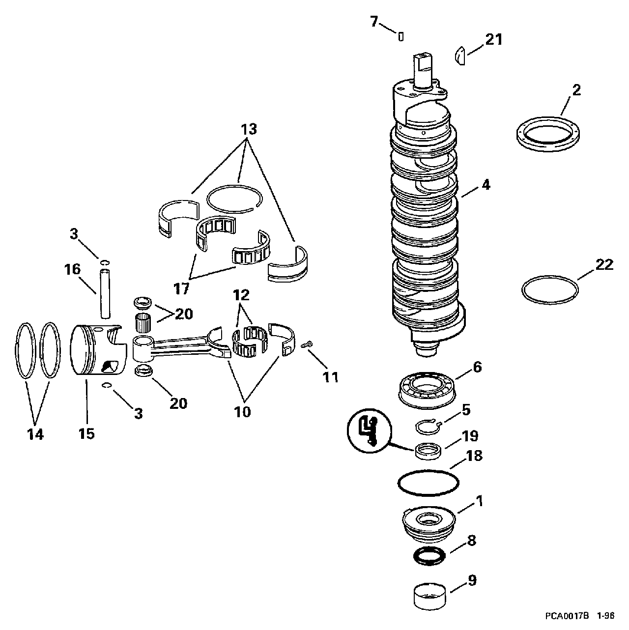 Vilebrequin et pistons