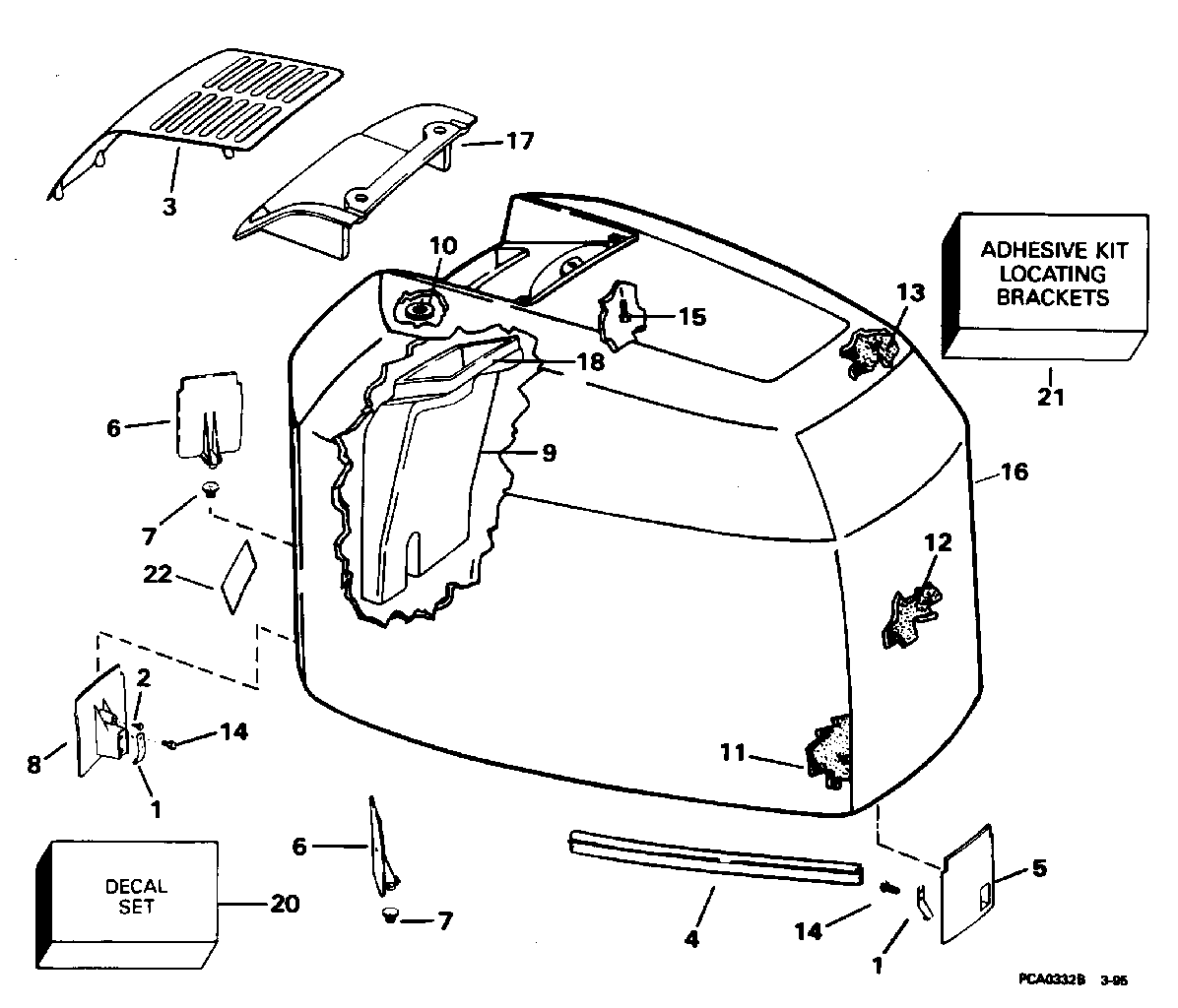 Capot moteur – Johnson – 200TX, 200SL, 200CX, 225