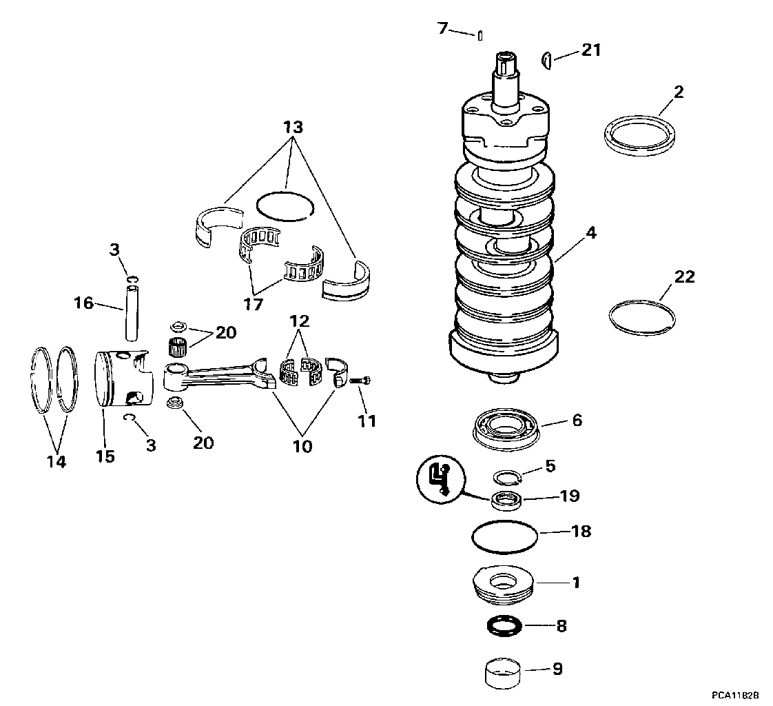 Vilebrequin et pistons