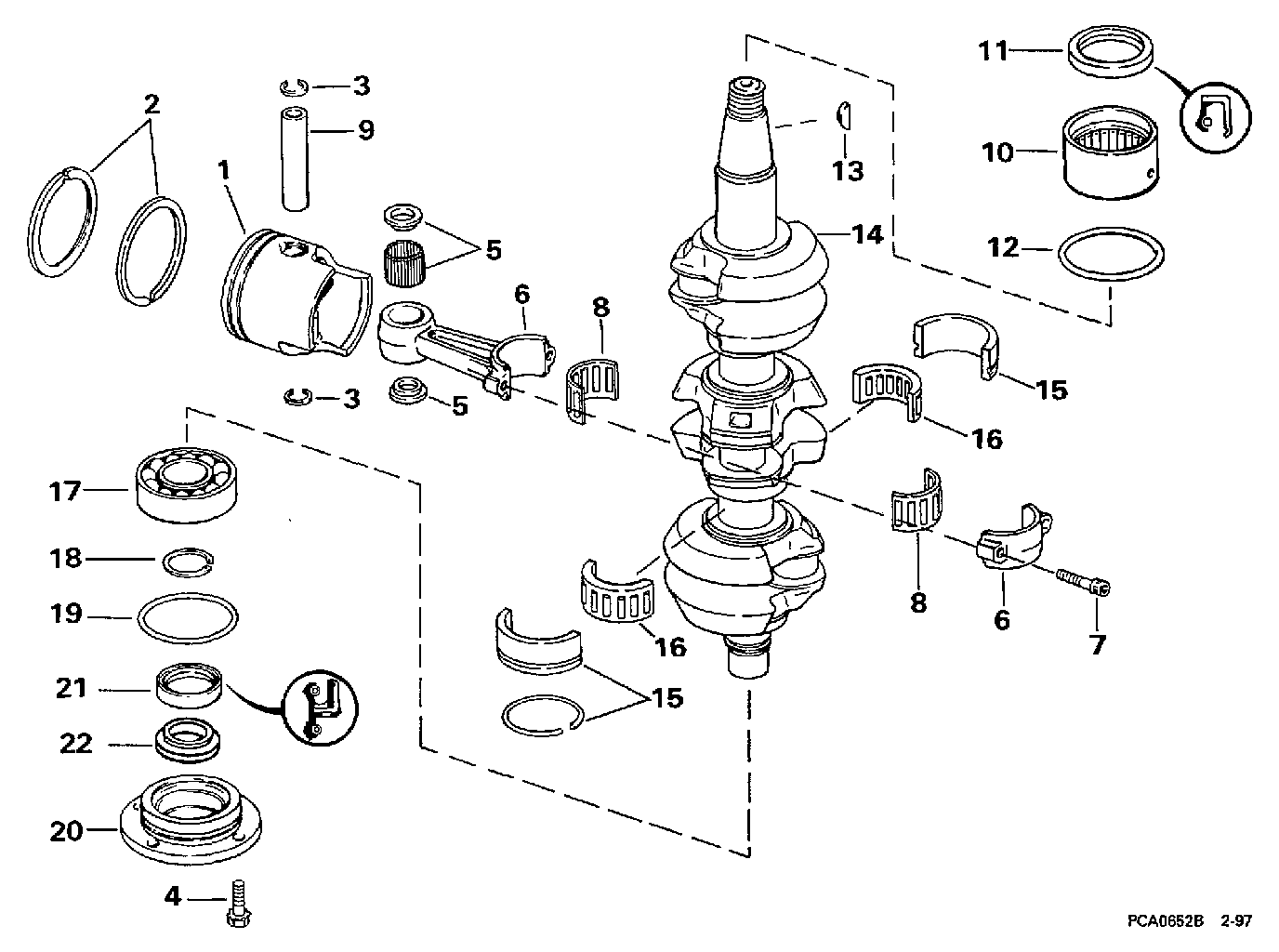 Vilebrequin et pistons