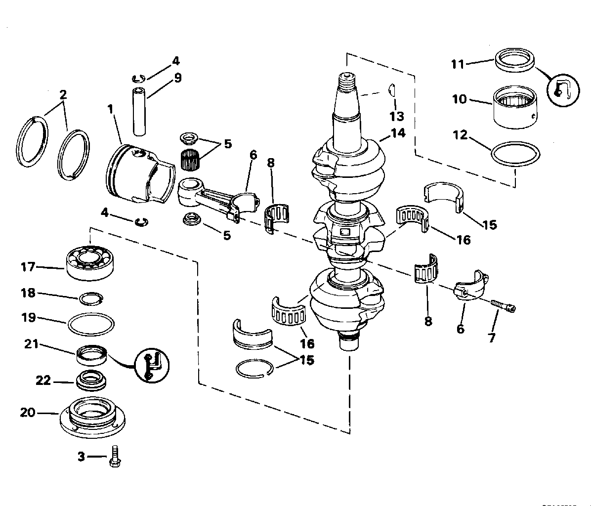 Vilebrequin et pistons
