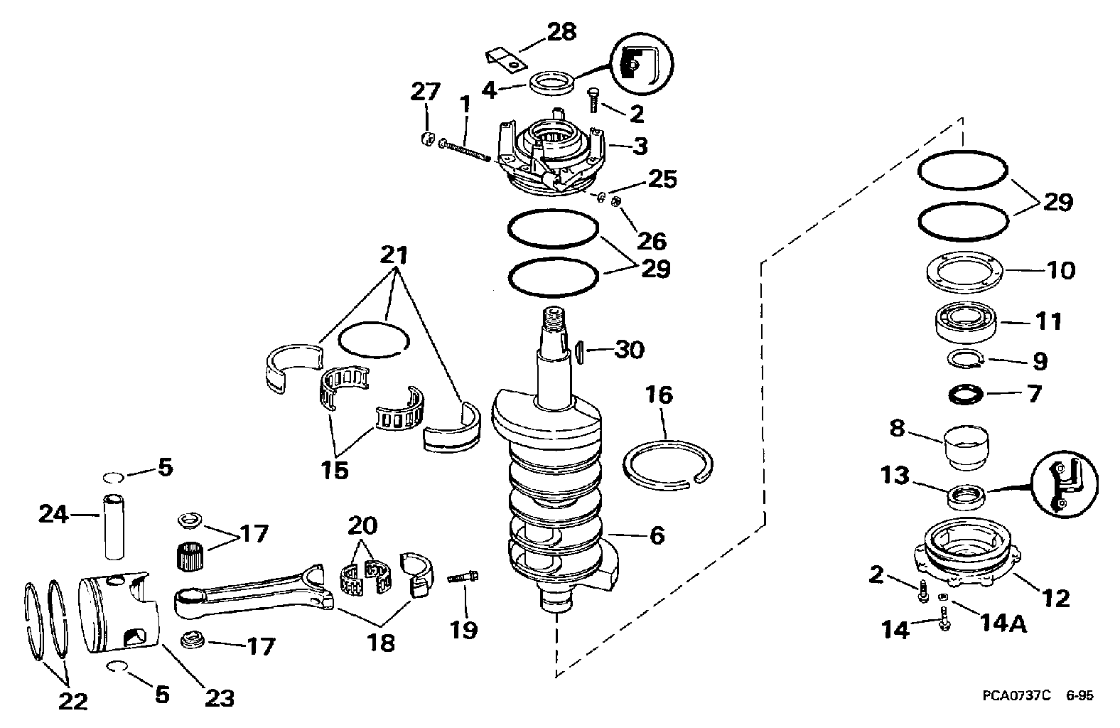 Vilebrequin et pistons
