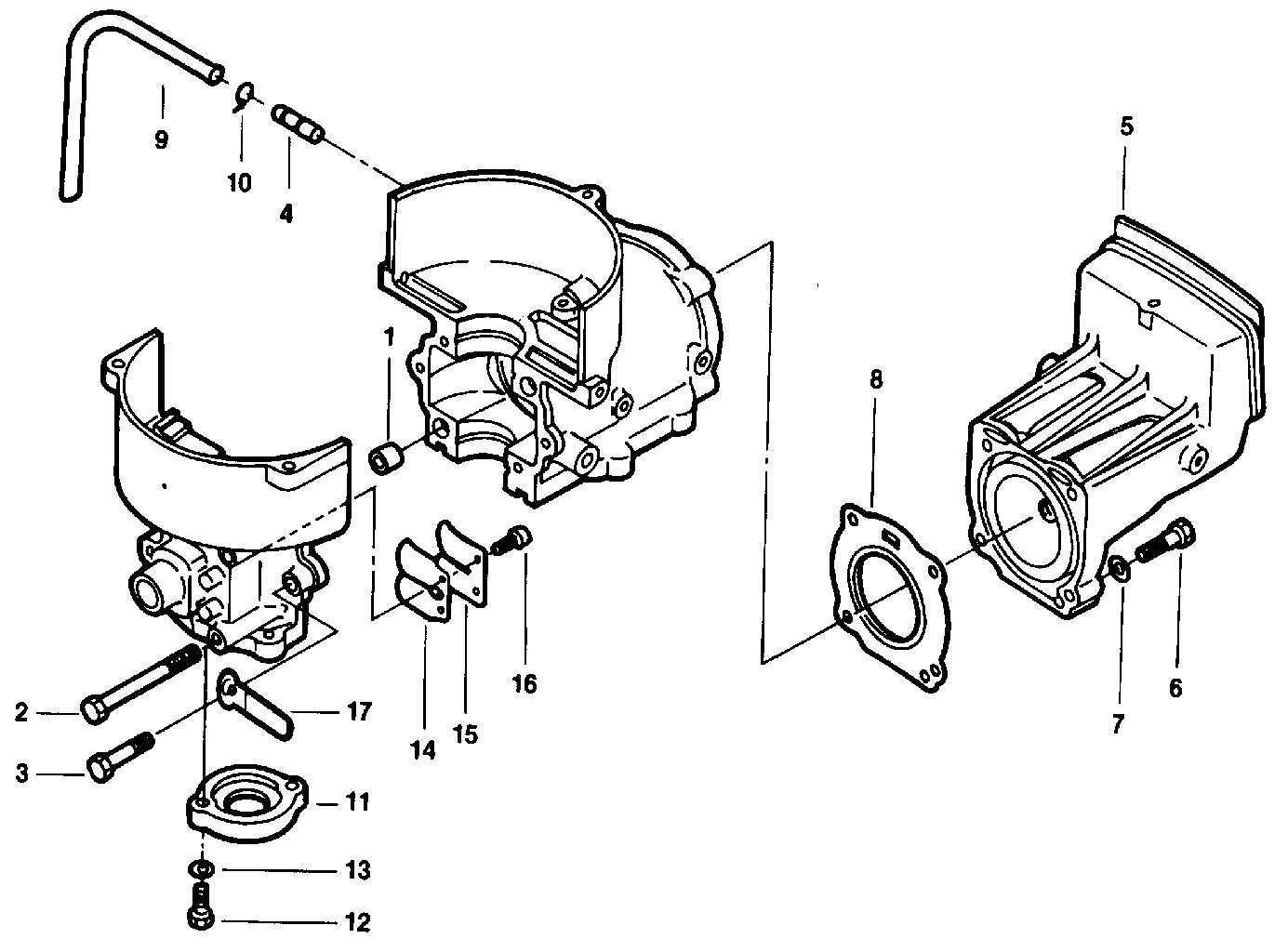 Cylinder and crankcase, reed valve
