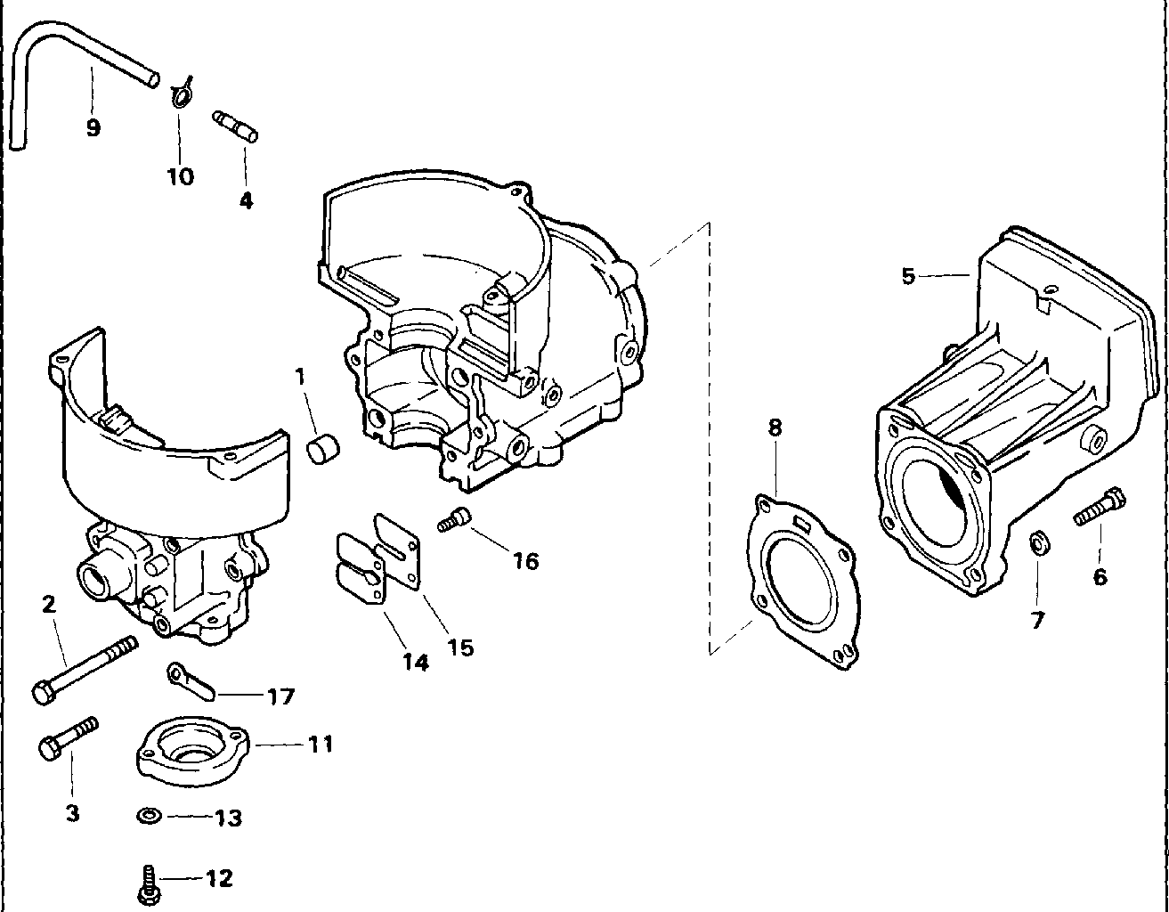Cylinder and crankcase, reed valve