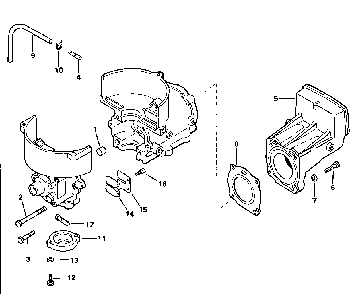 Cylinder and crankcase, reed valve