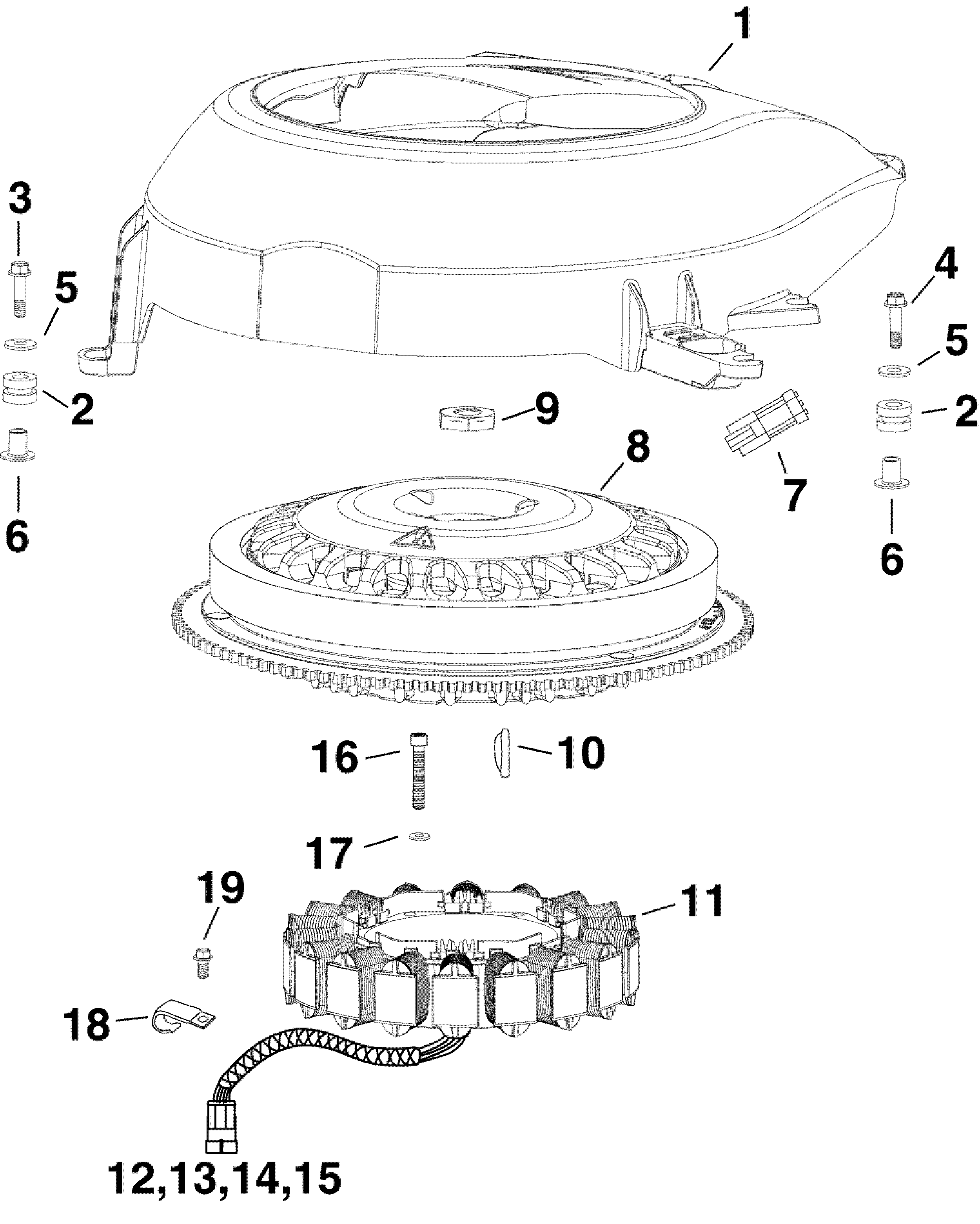 Flywheel and stator