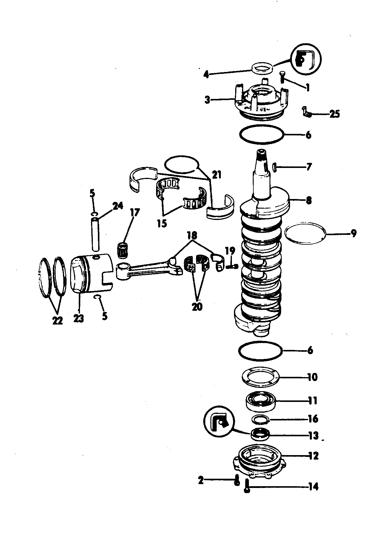 Vilebrequin et pistons