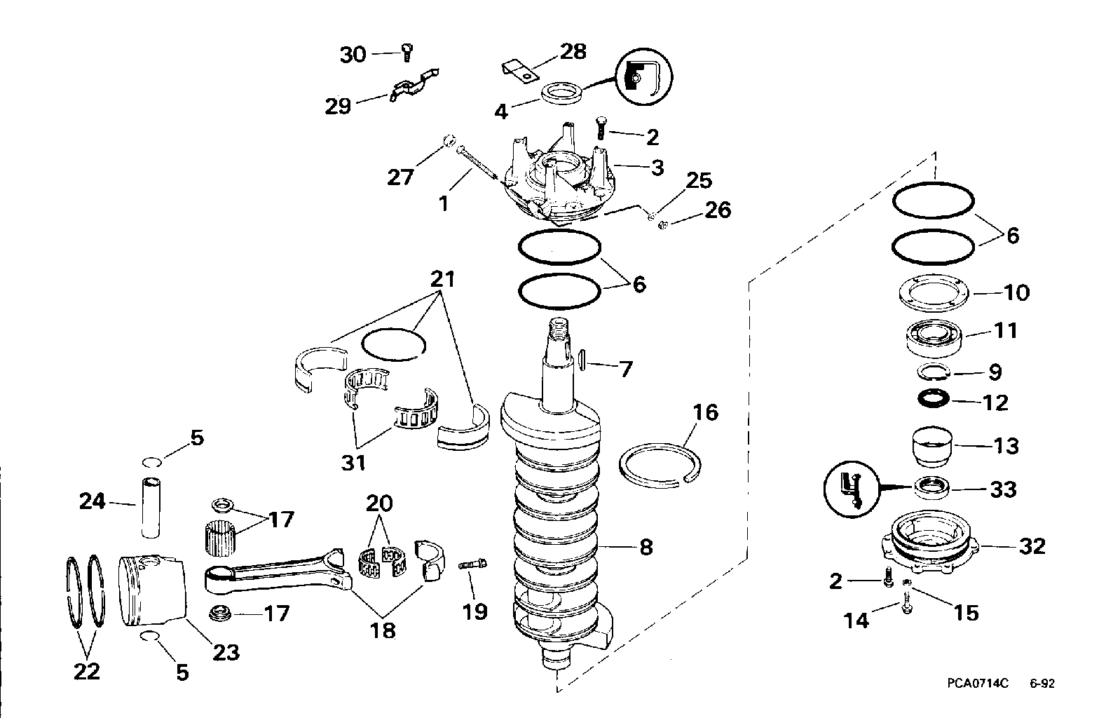 Vilebrequin et pistons