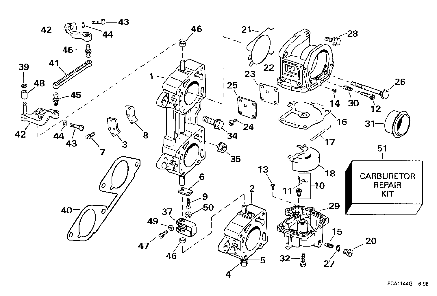 Carburettor and linkage – 200