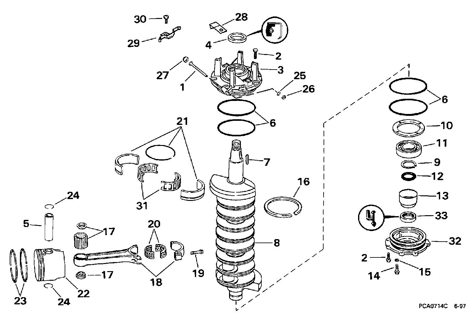Vilebrequin et pistons