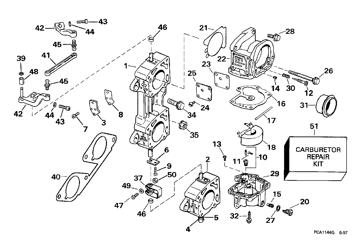 Carburettor and linkage – 225, 250