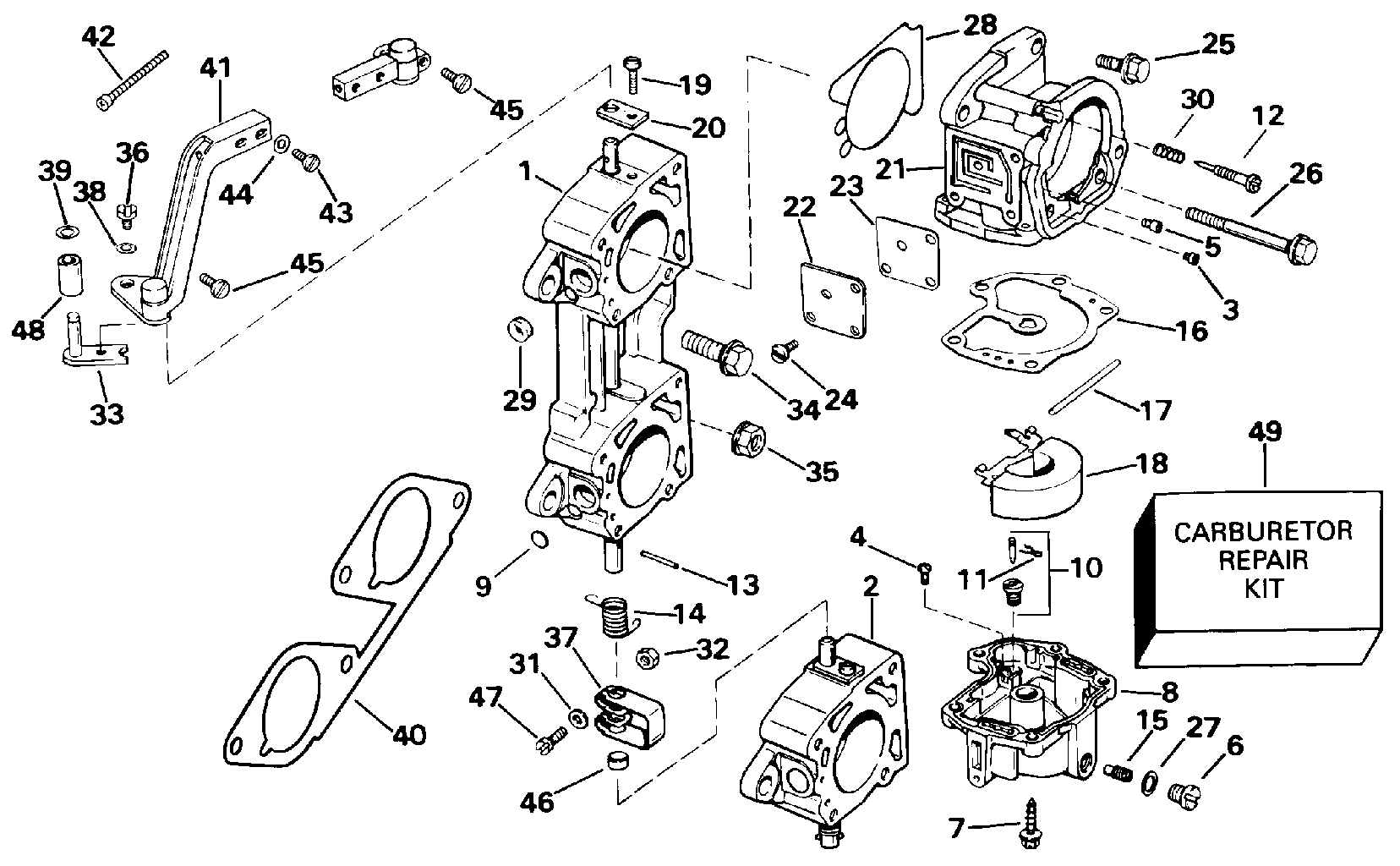 Carburettor and linkage – 225 suffix F models
