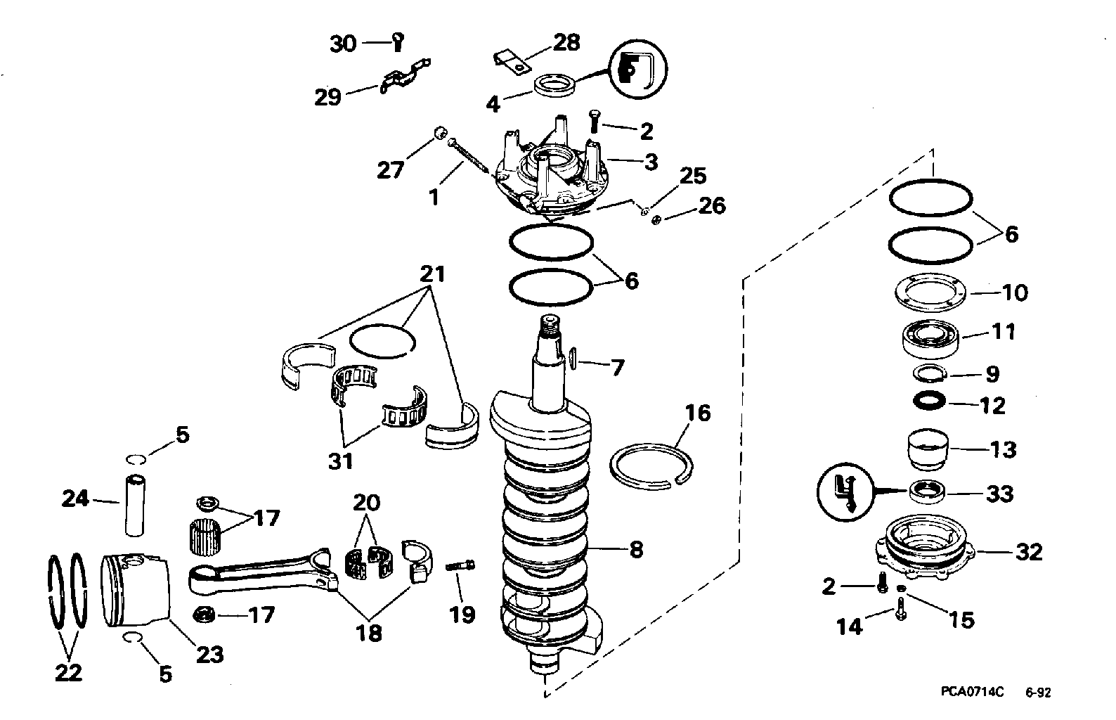 Vilebrequin et pistons