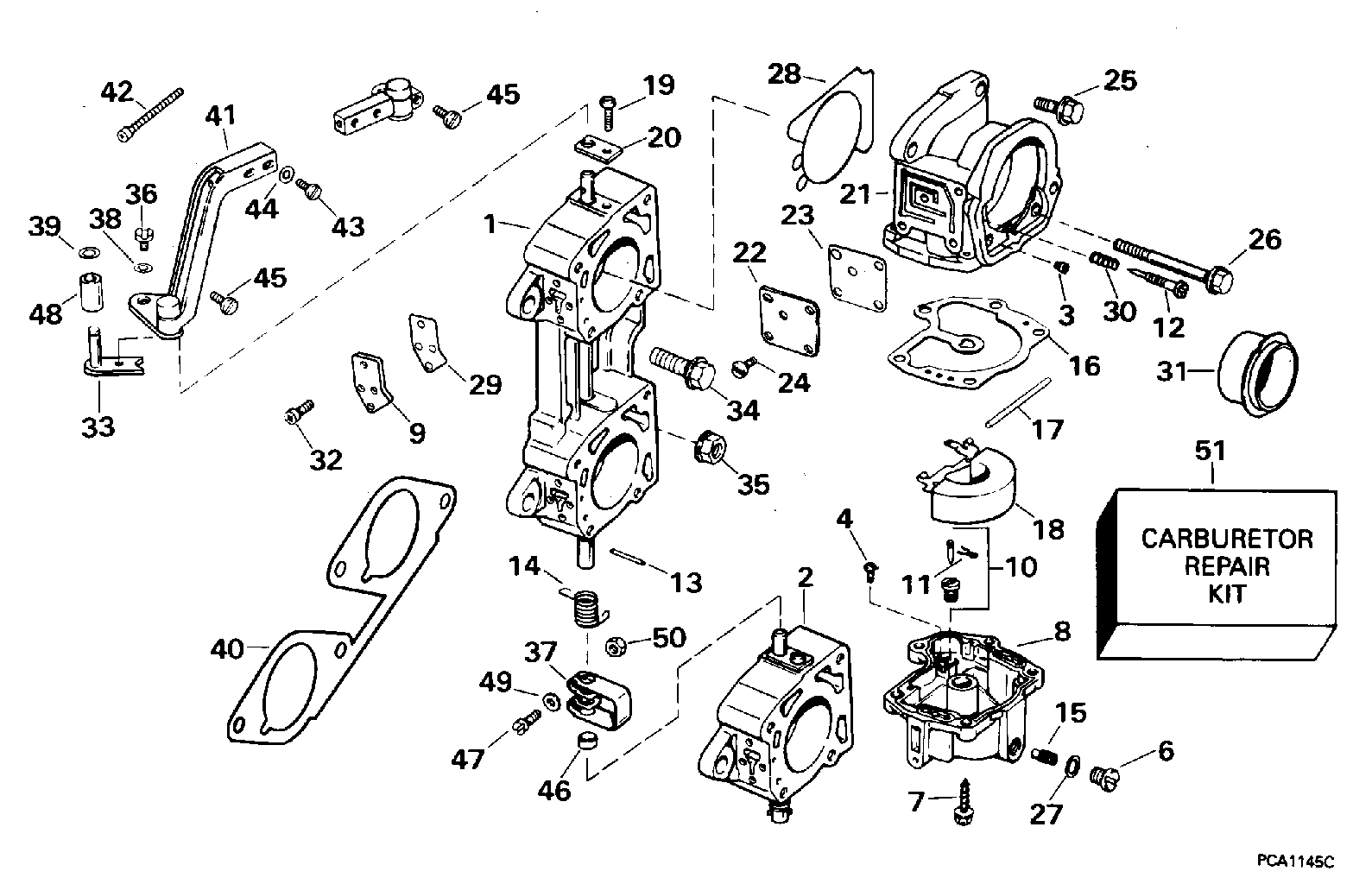 Carburettor and linkage – 200SL, 225
