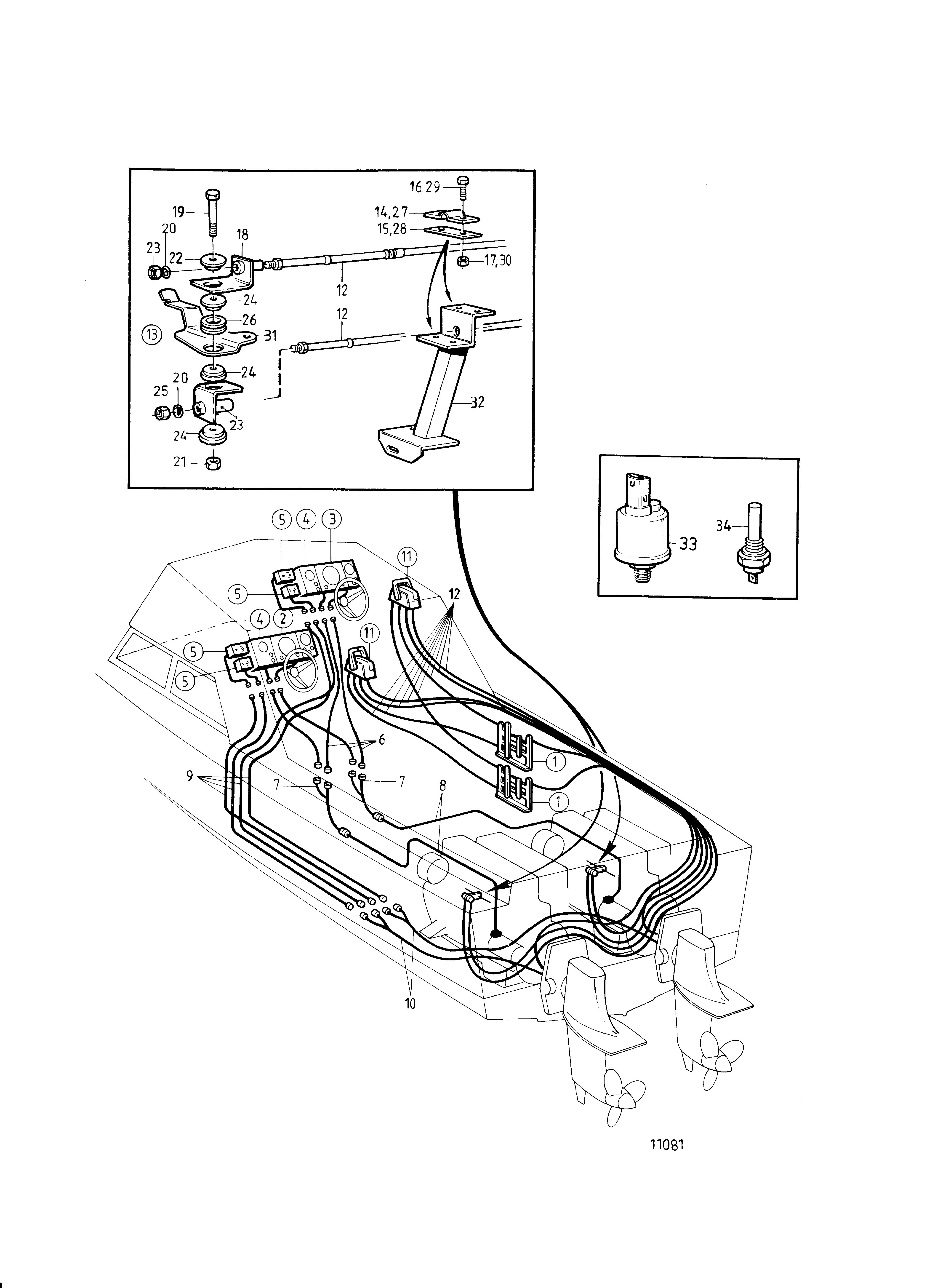 Fly bridge installation bimoteur