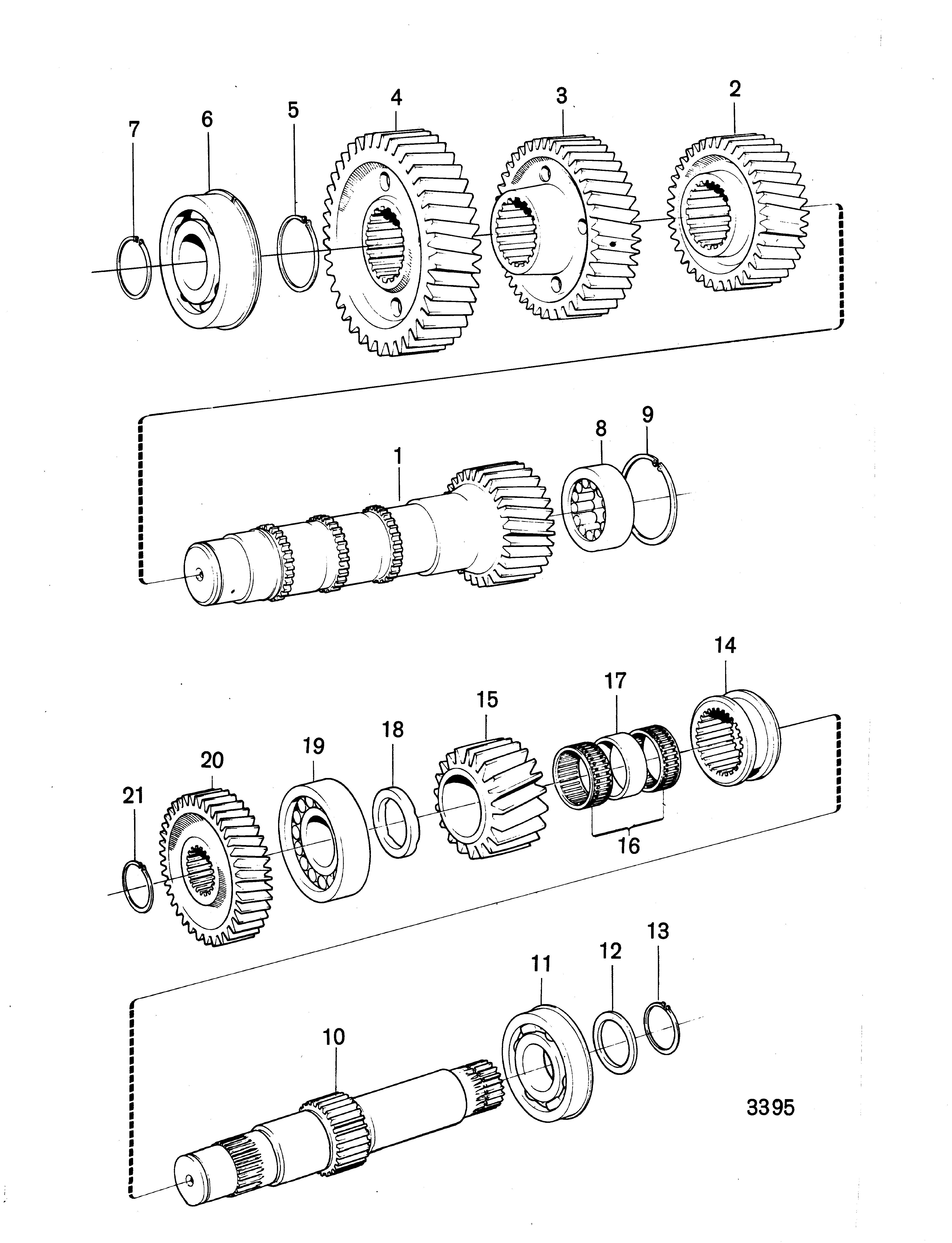 Arbre de compteur, arbre de marche AR boîte de vitesses R60 254420, 254424