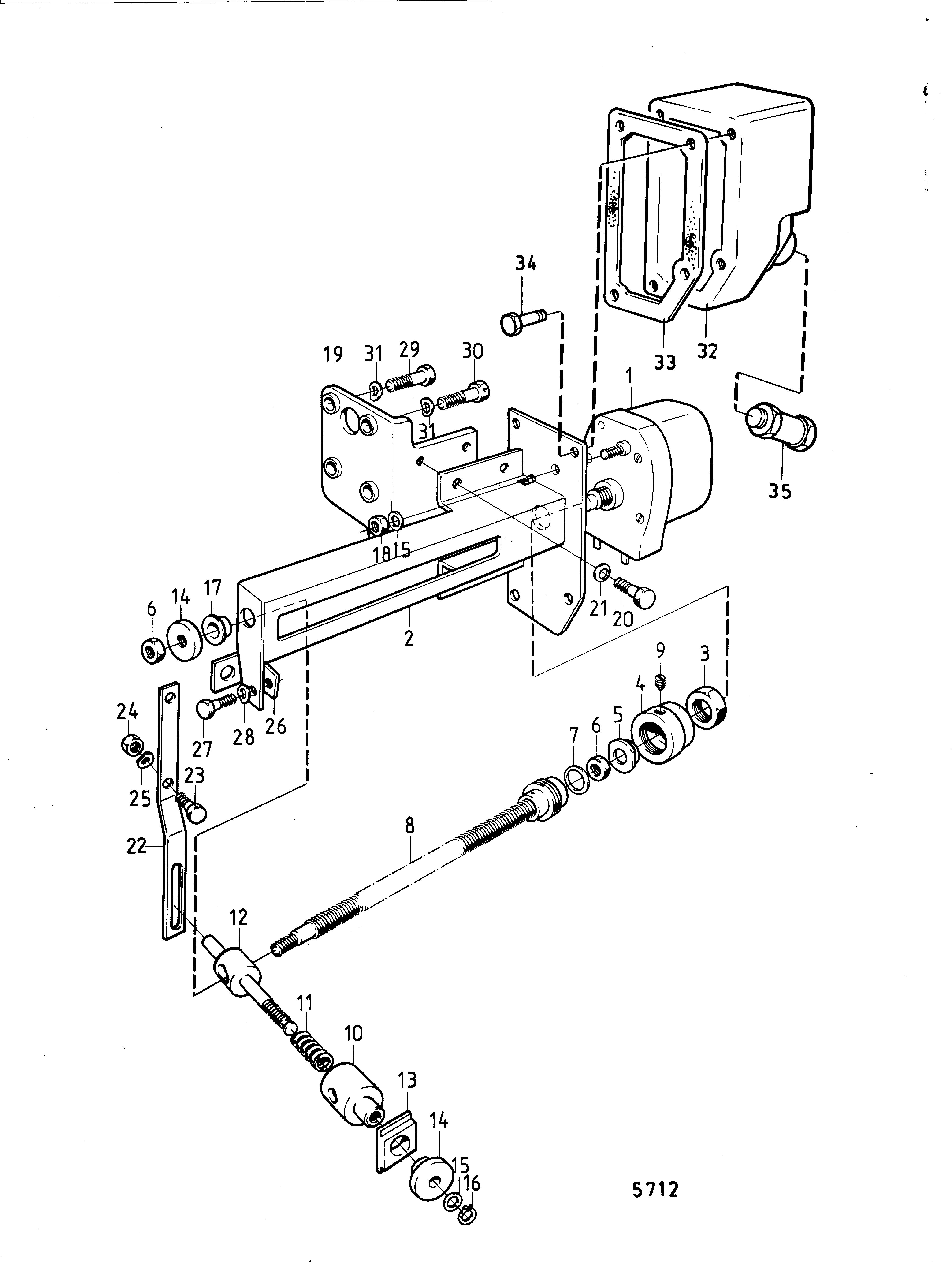 Motor de control con piezas de montaje.