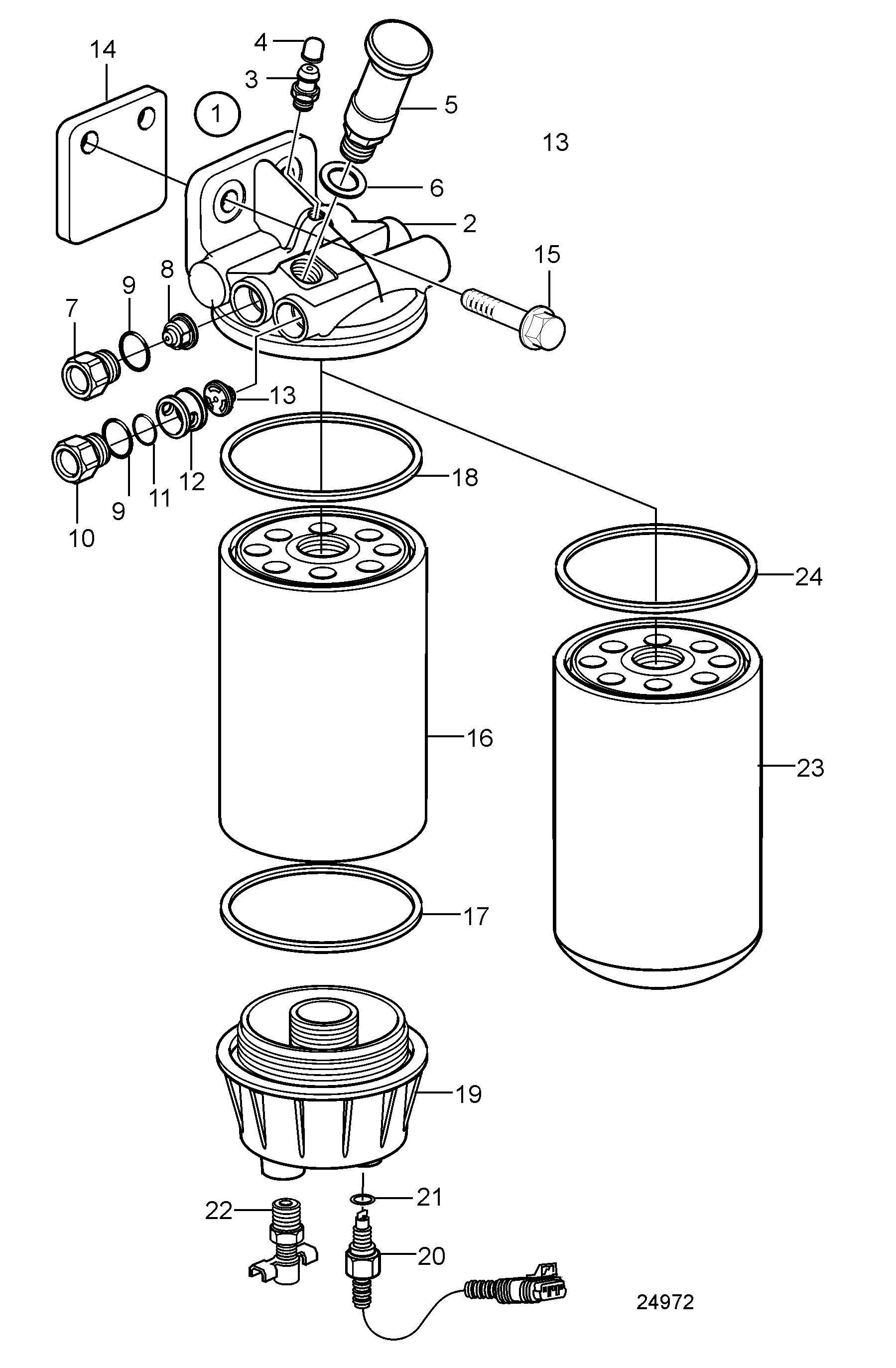 Boîtier de filtre à carburant, composants, avec pompe à main