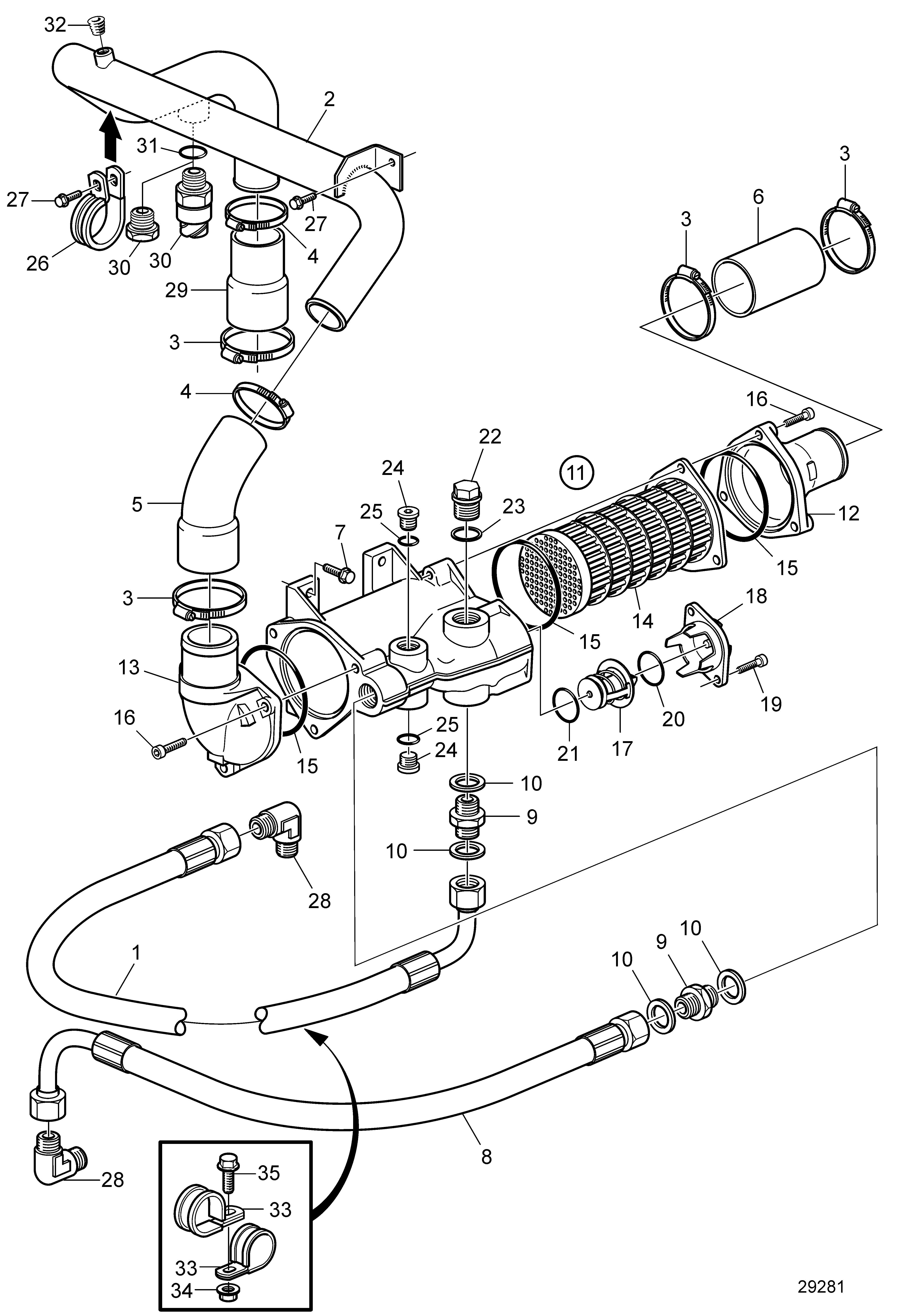 Enfriador de aceite para Twin Disc MG5114SC, MG5114DC