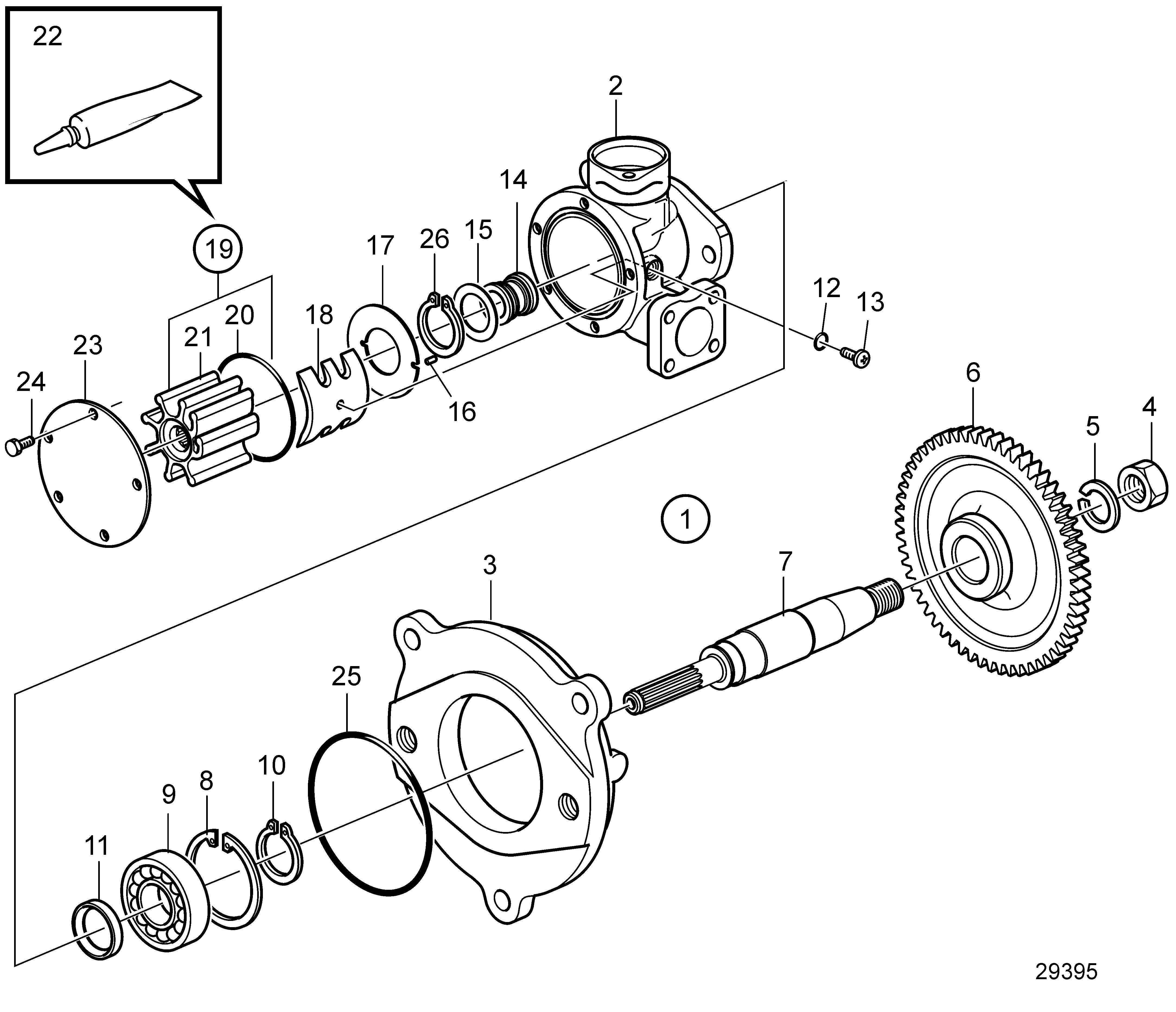 Voir pompe à eau, Composant, pour moteur avec inverseur