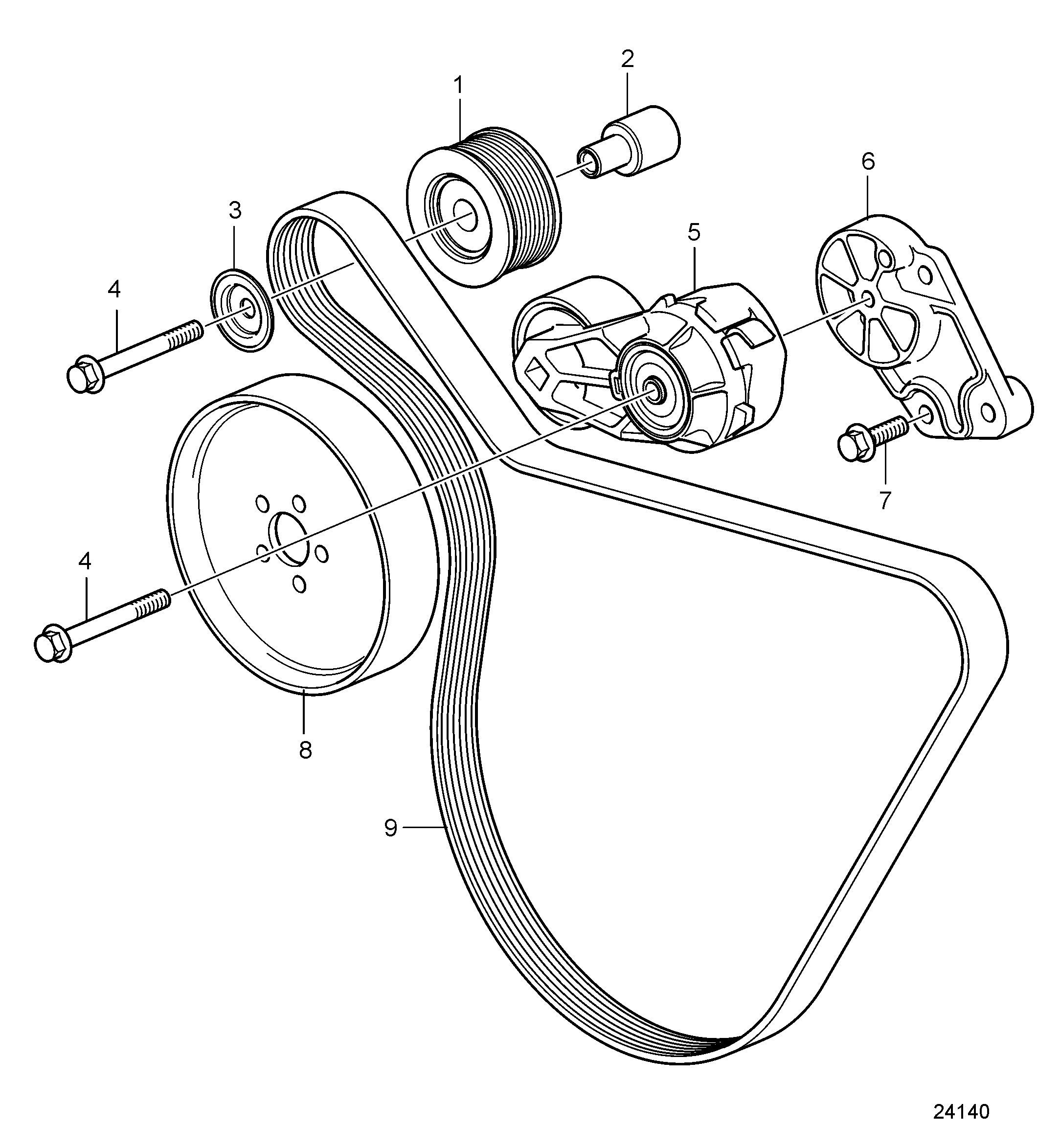 Dispositivo de transmisión por correa y tensor de correa.