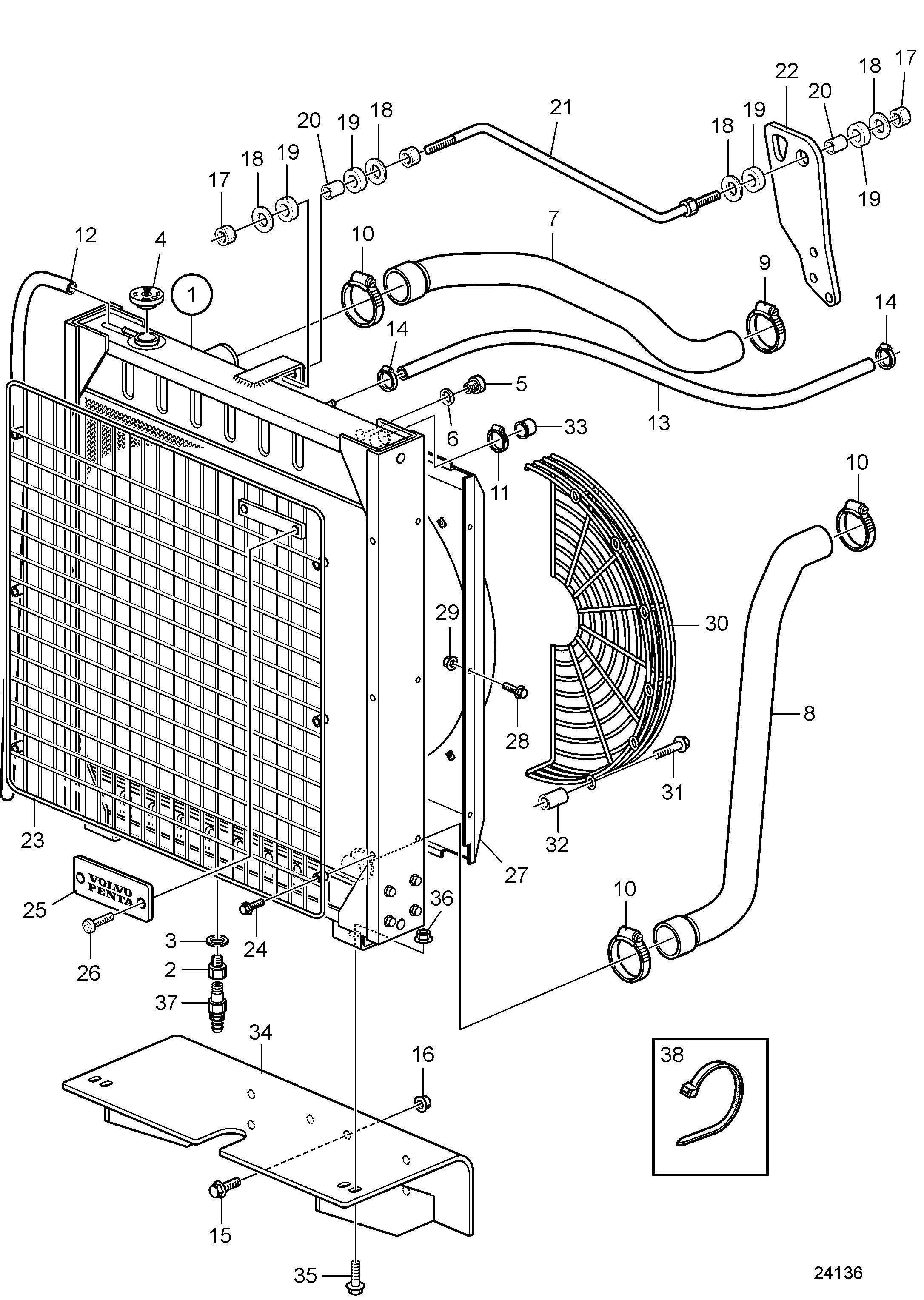 Radiateur avec pièces de montage