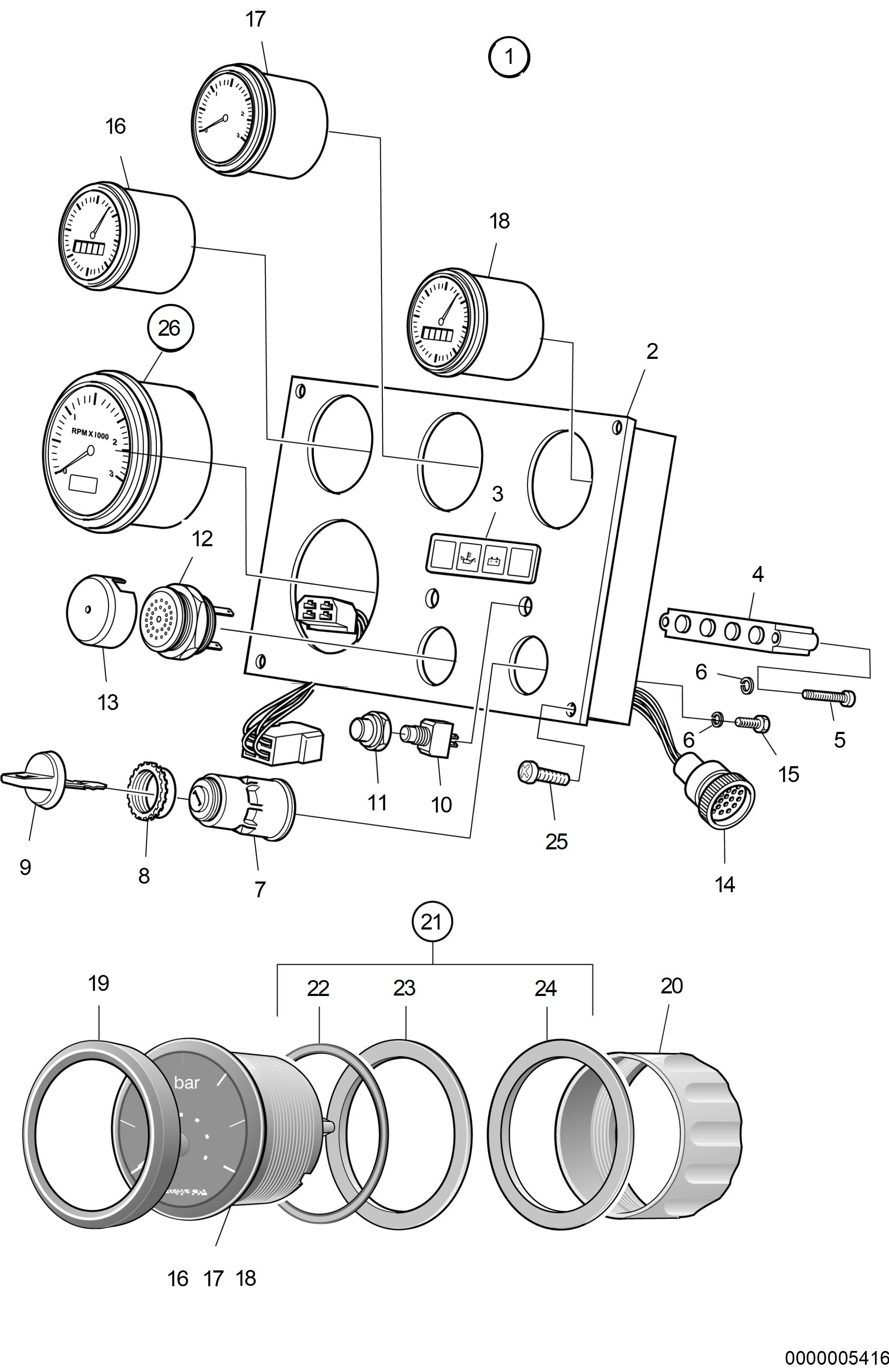 Cruscotto principale, 12 volt
