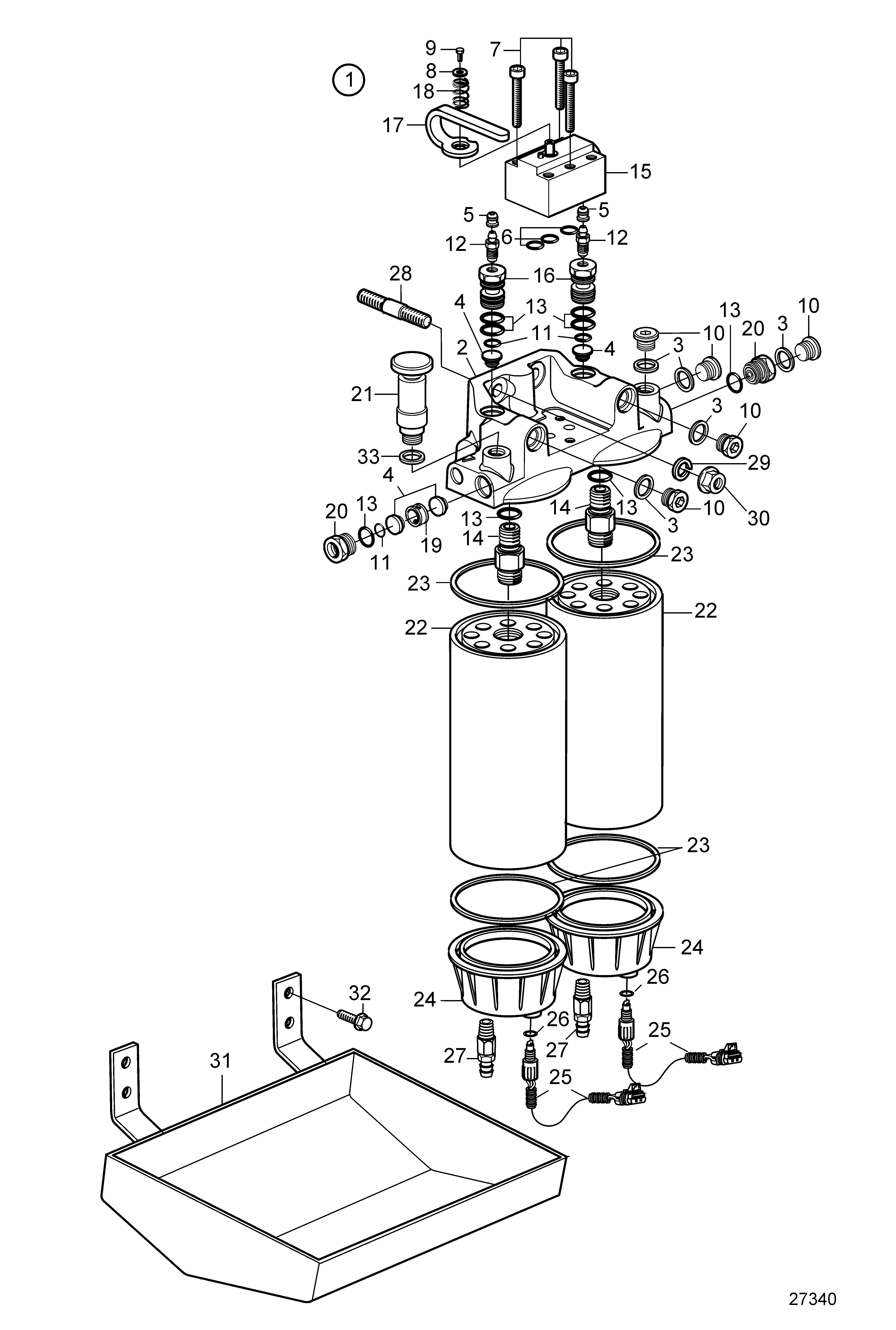 Nettoyant carburant / séparateur d’eau, MH/GE, double. SN-1009131809