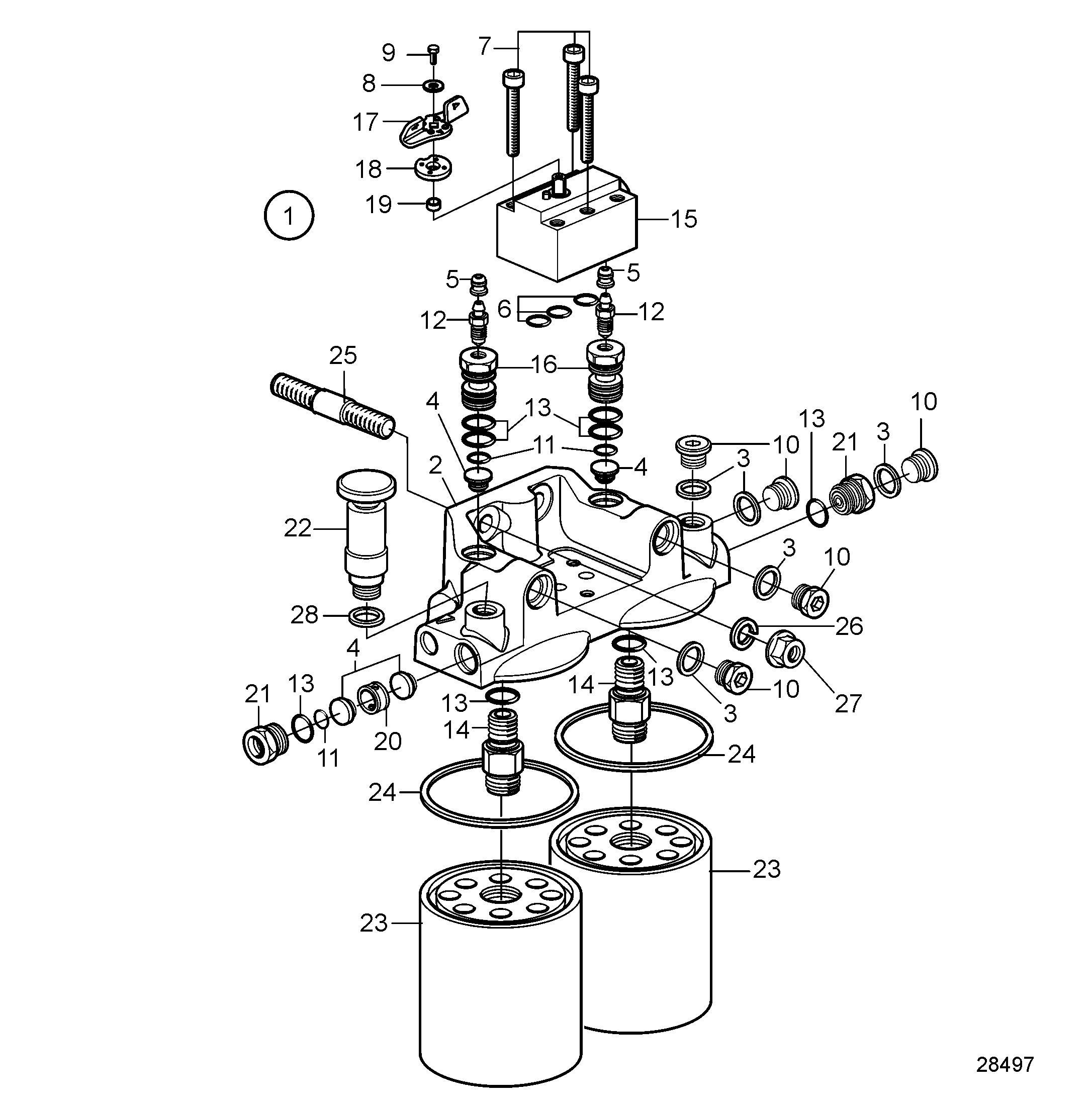 Filtre de combustible, MH/GE, double. Qualifiable, SN1009194922-