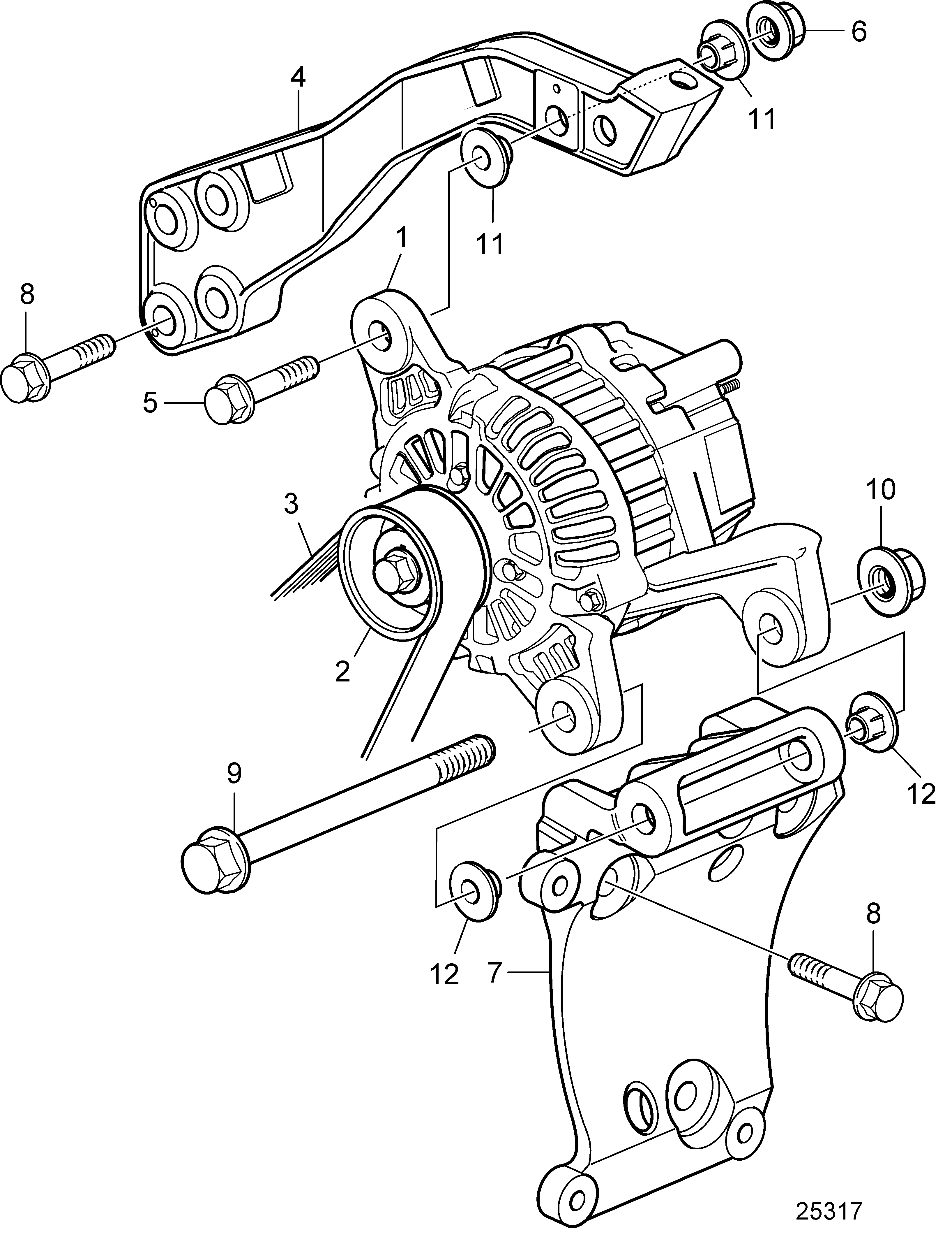 Alternador RC de 28 V y 80 A.