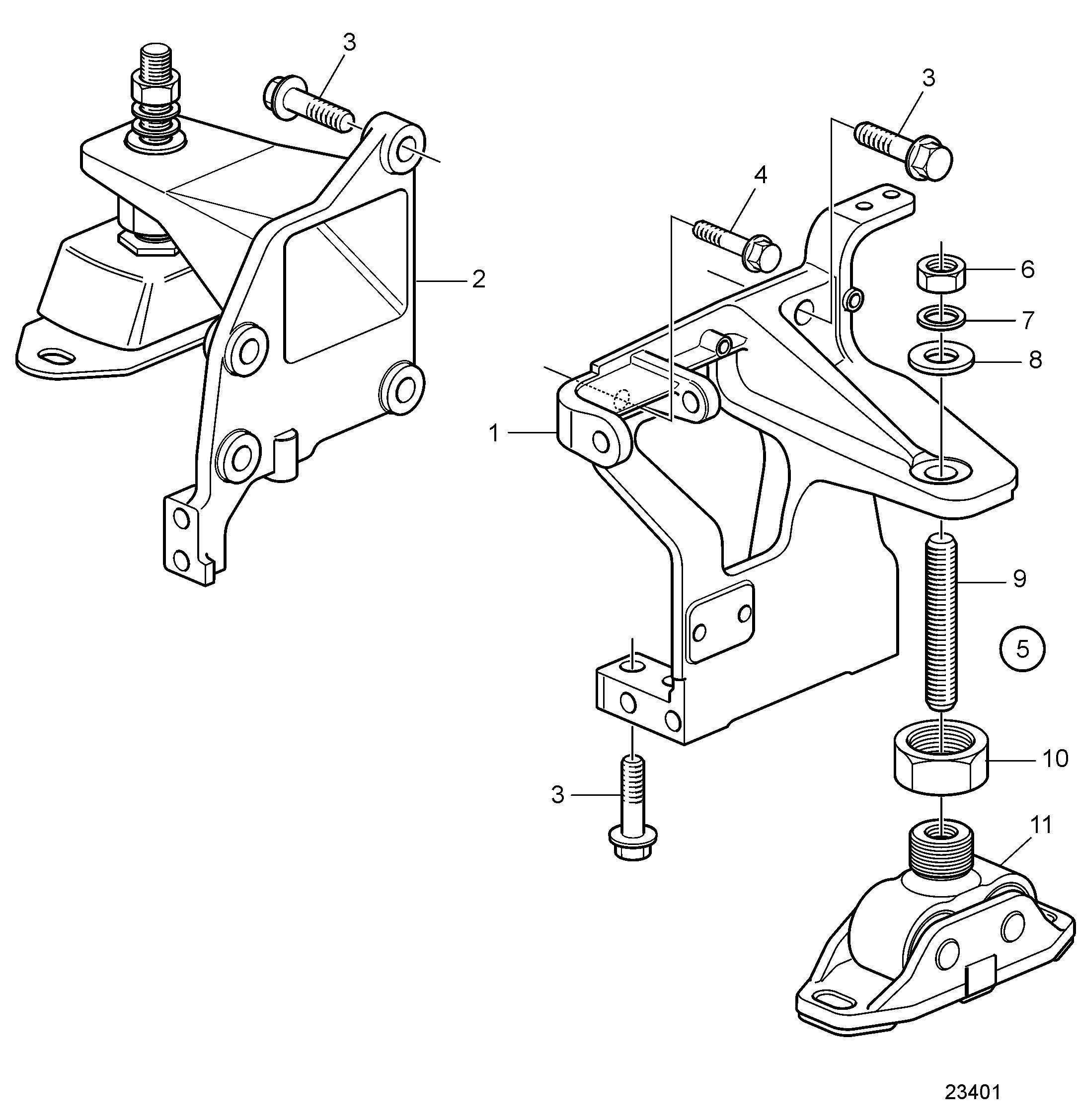 Supports moteur, avant. 45 Quai