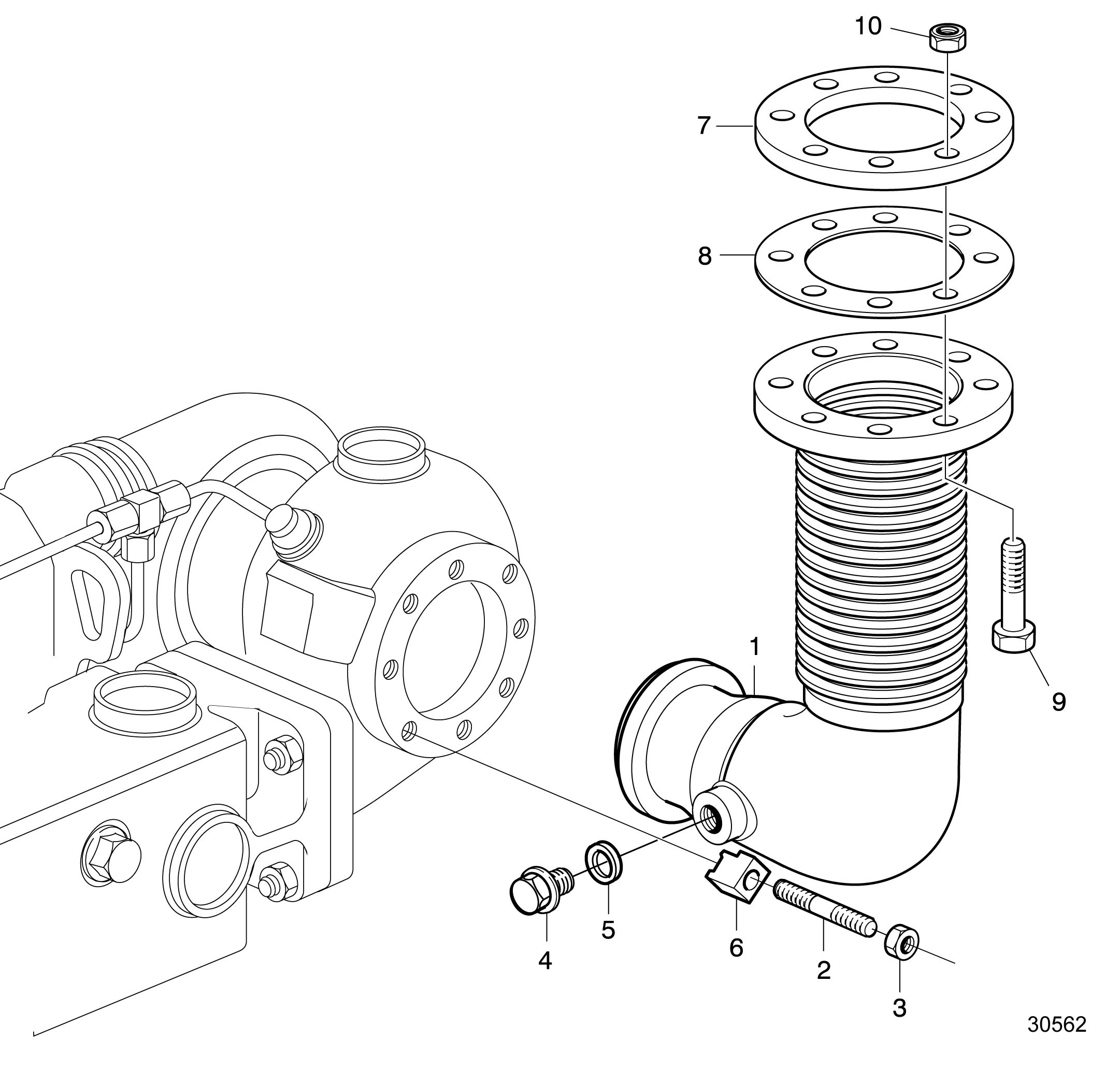 Ligne d’échappement sèche 5'' 90° (127mm)