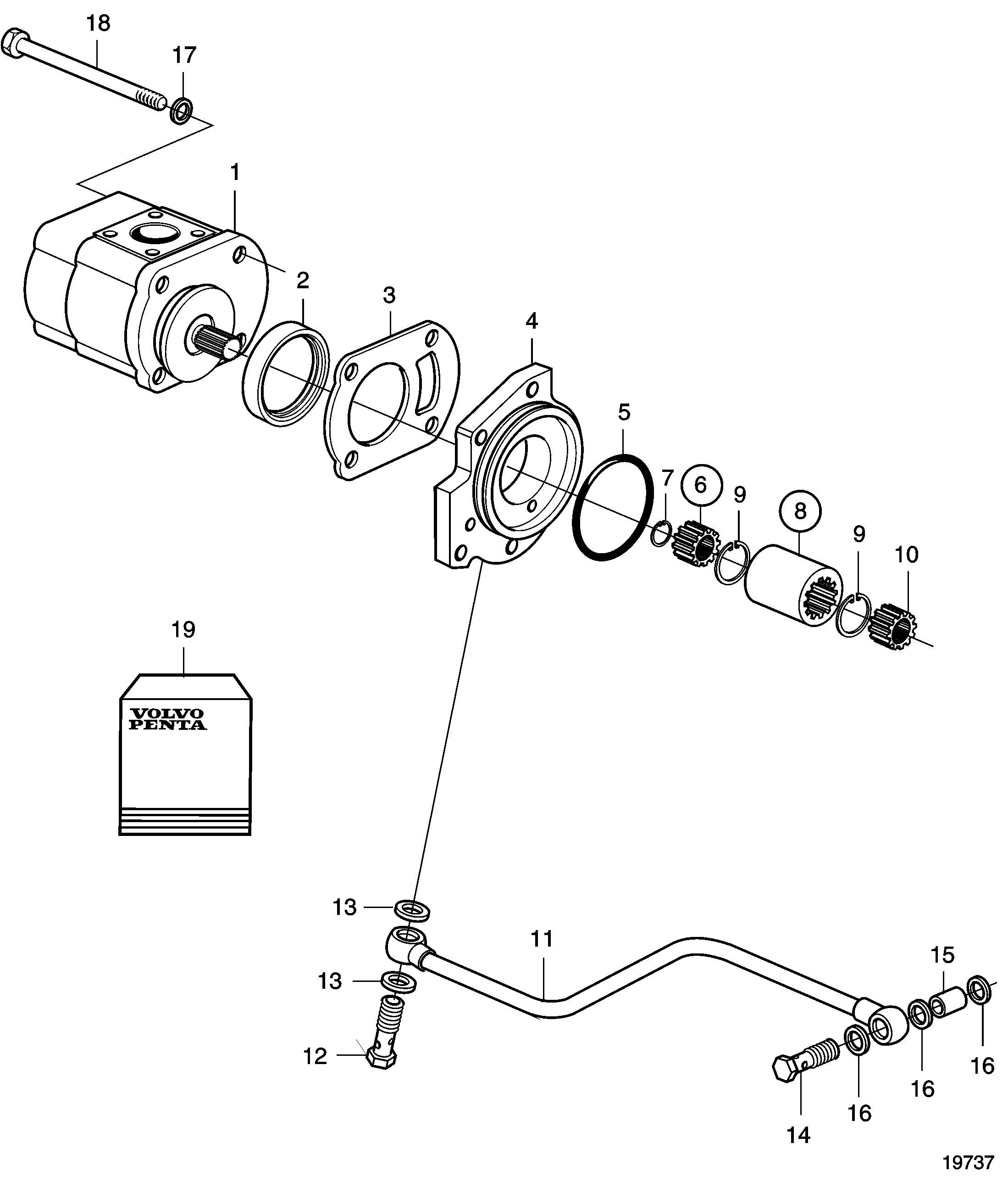 Pompe hydraulique, 8cm³, ''PTO C'', chez Seawater System