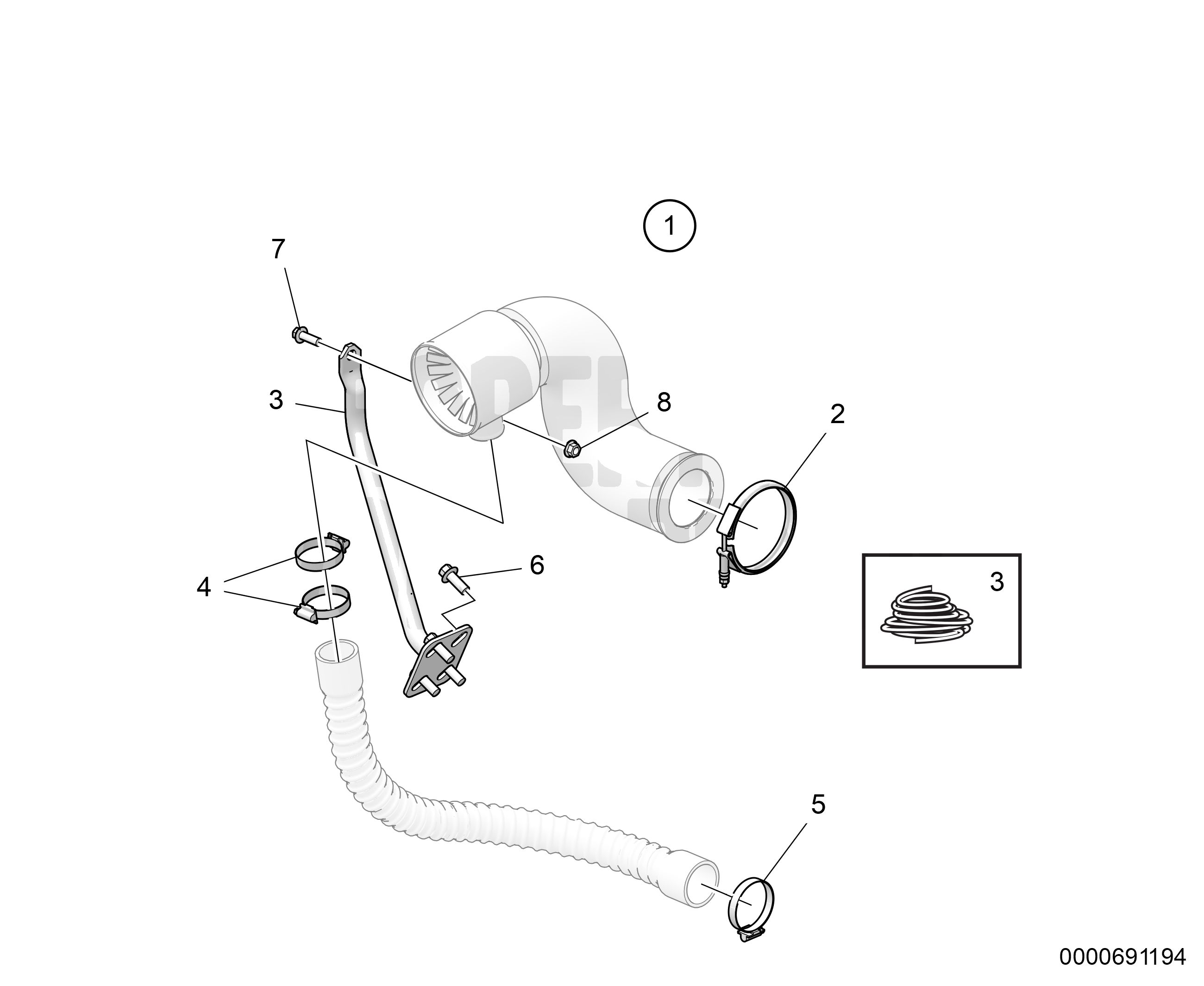 Kit de connexion, colonne d'échappement V-drive Inboard