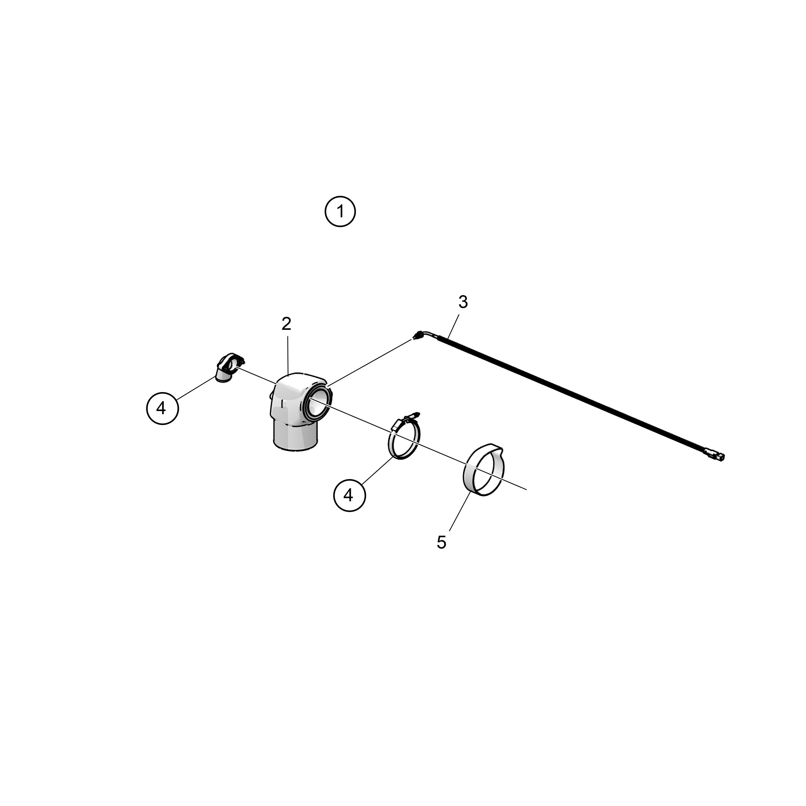 Kit de coude d'échappement, D6 I, et D6 A avec arbre intermédiaire